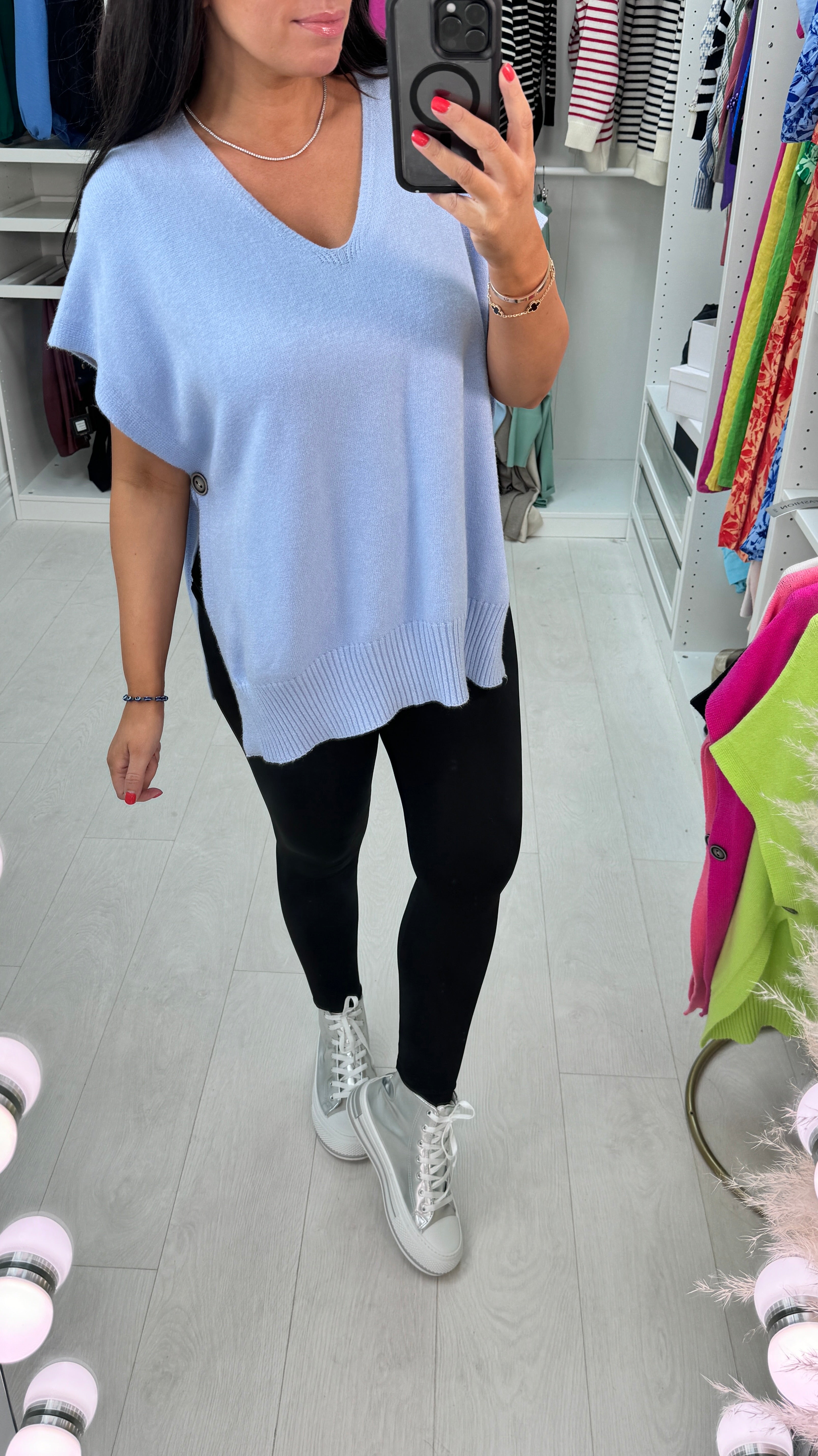 Kimberly Side Button Poncho Jumper