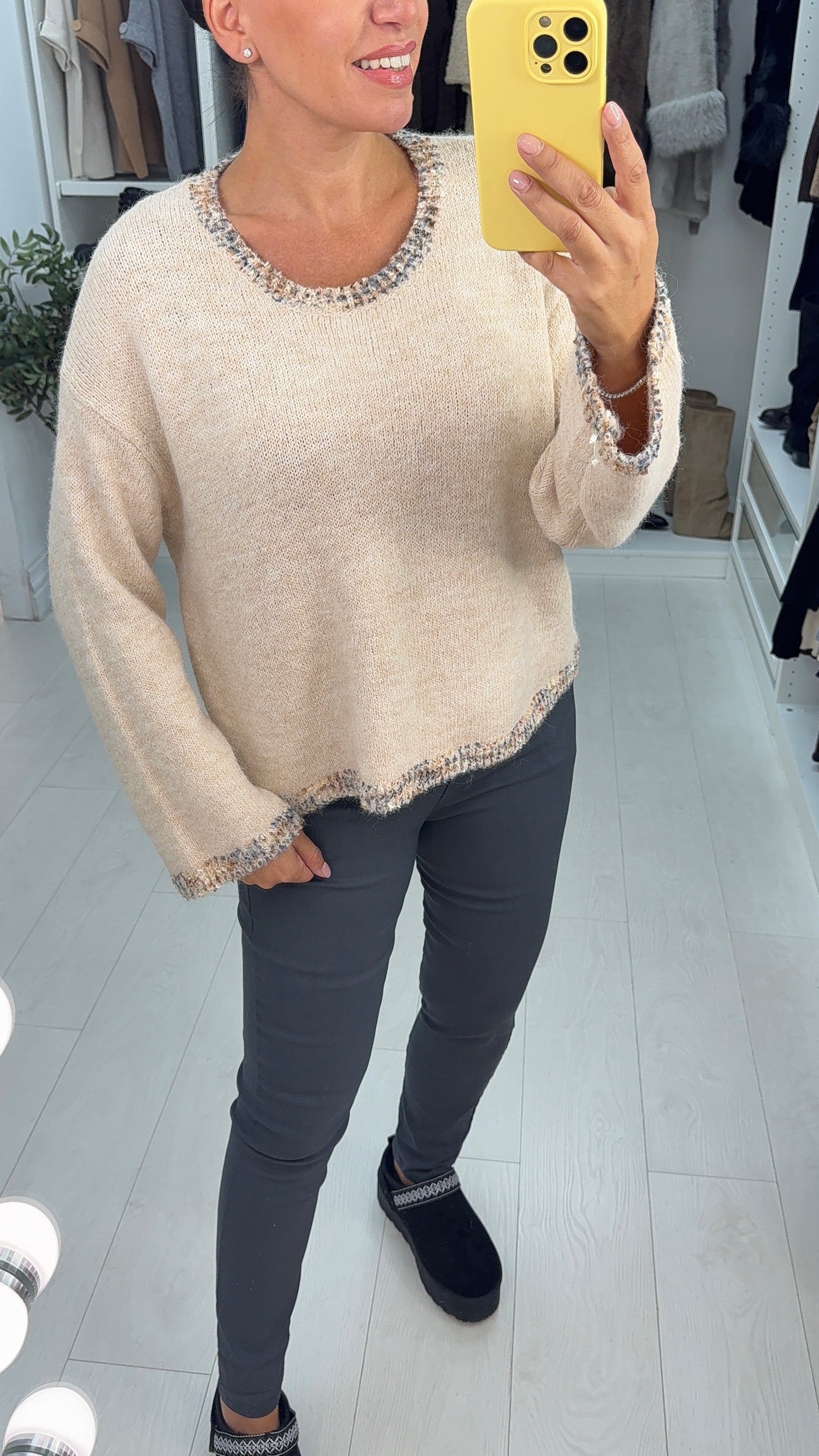 Ilana Plain Super Soft Stitched Hem Detail Jumper