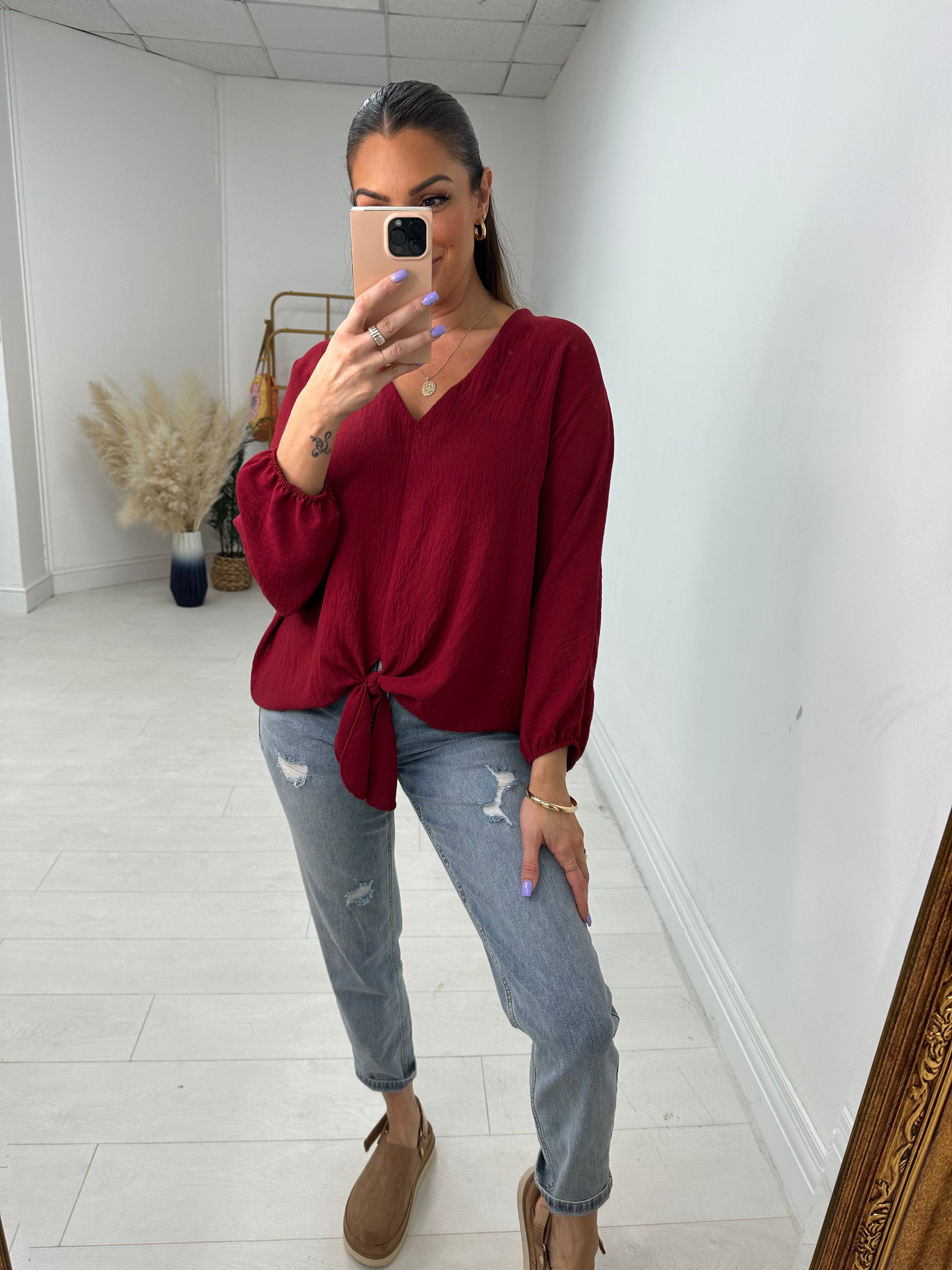 Lynne Knot Front Plain Top