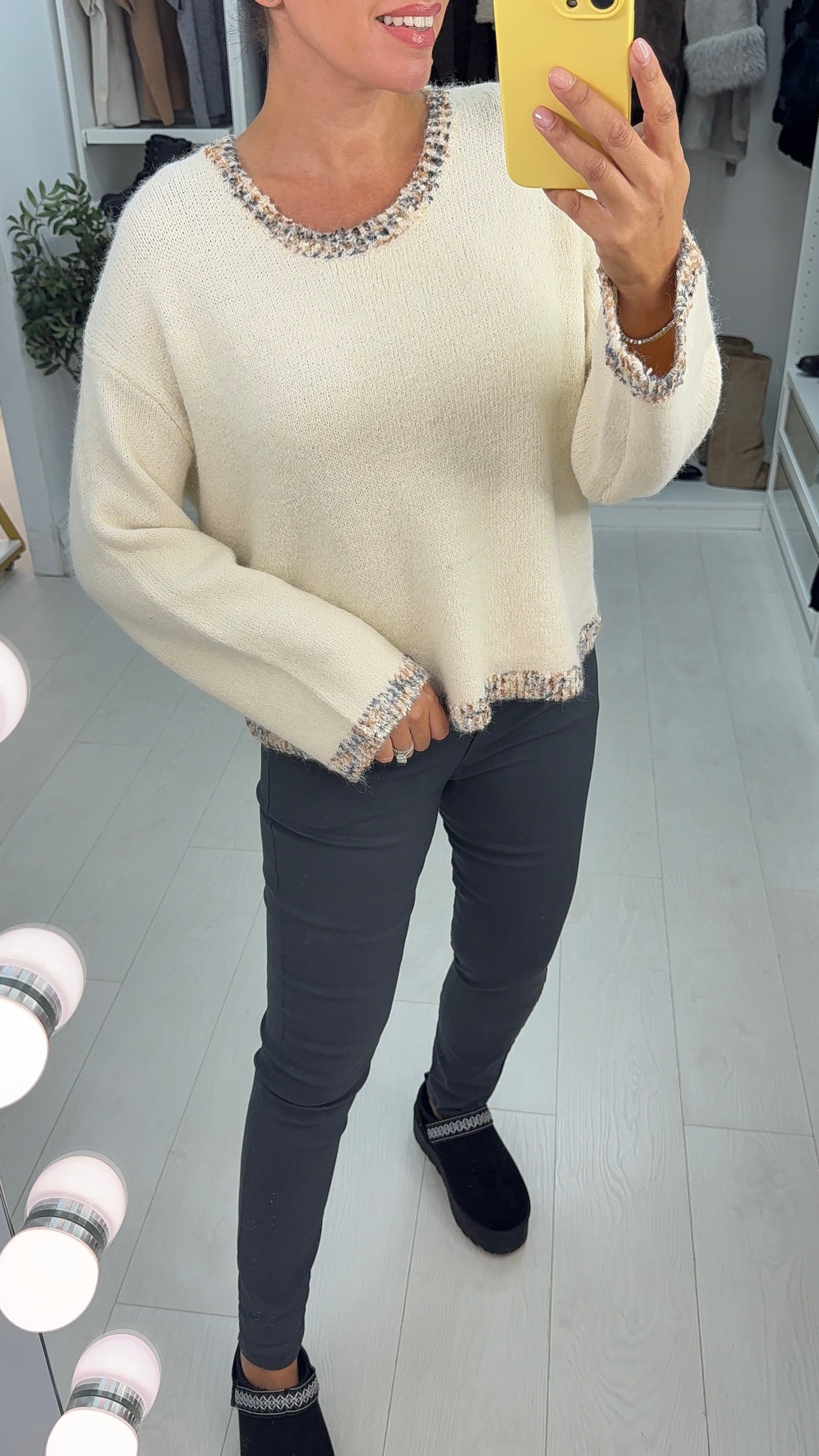 Ilana Plain Super Soft Stitched Hem Detail Jumper