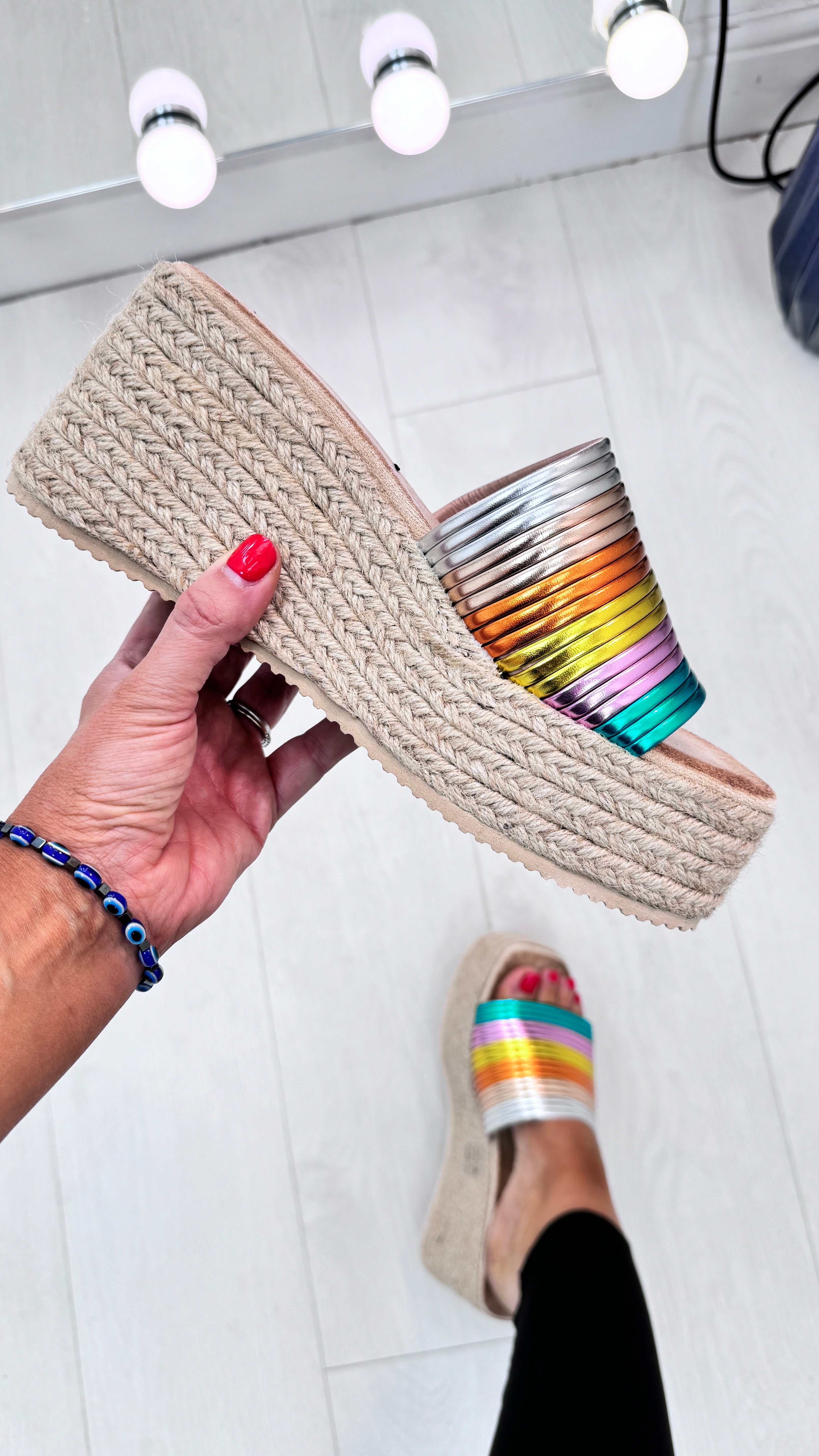 Nancy Rainbow Metallic Detail Platform Mule