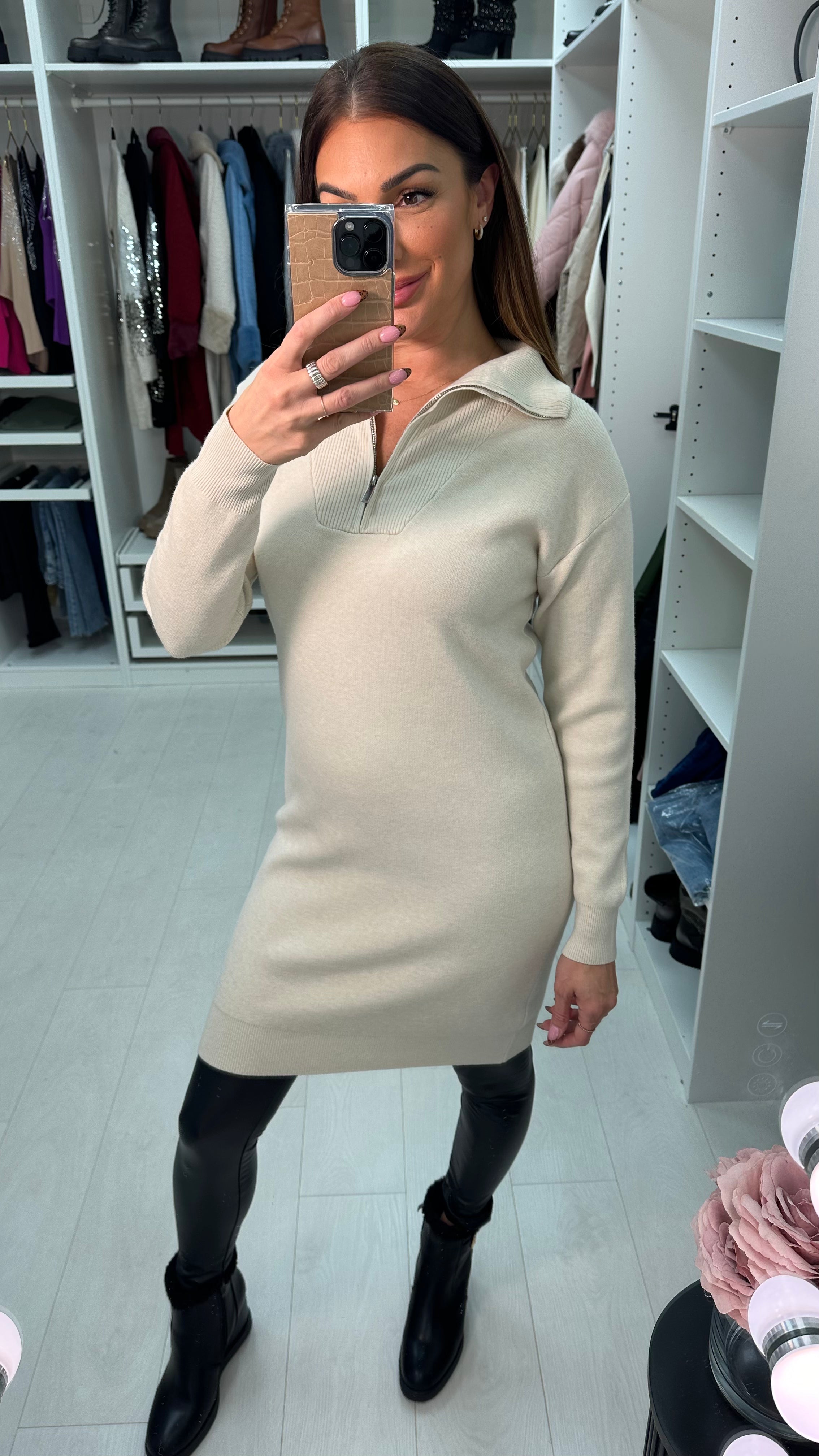 Marivella Zip Front Longline Knit Jumper