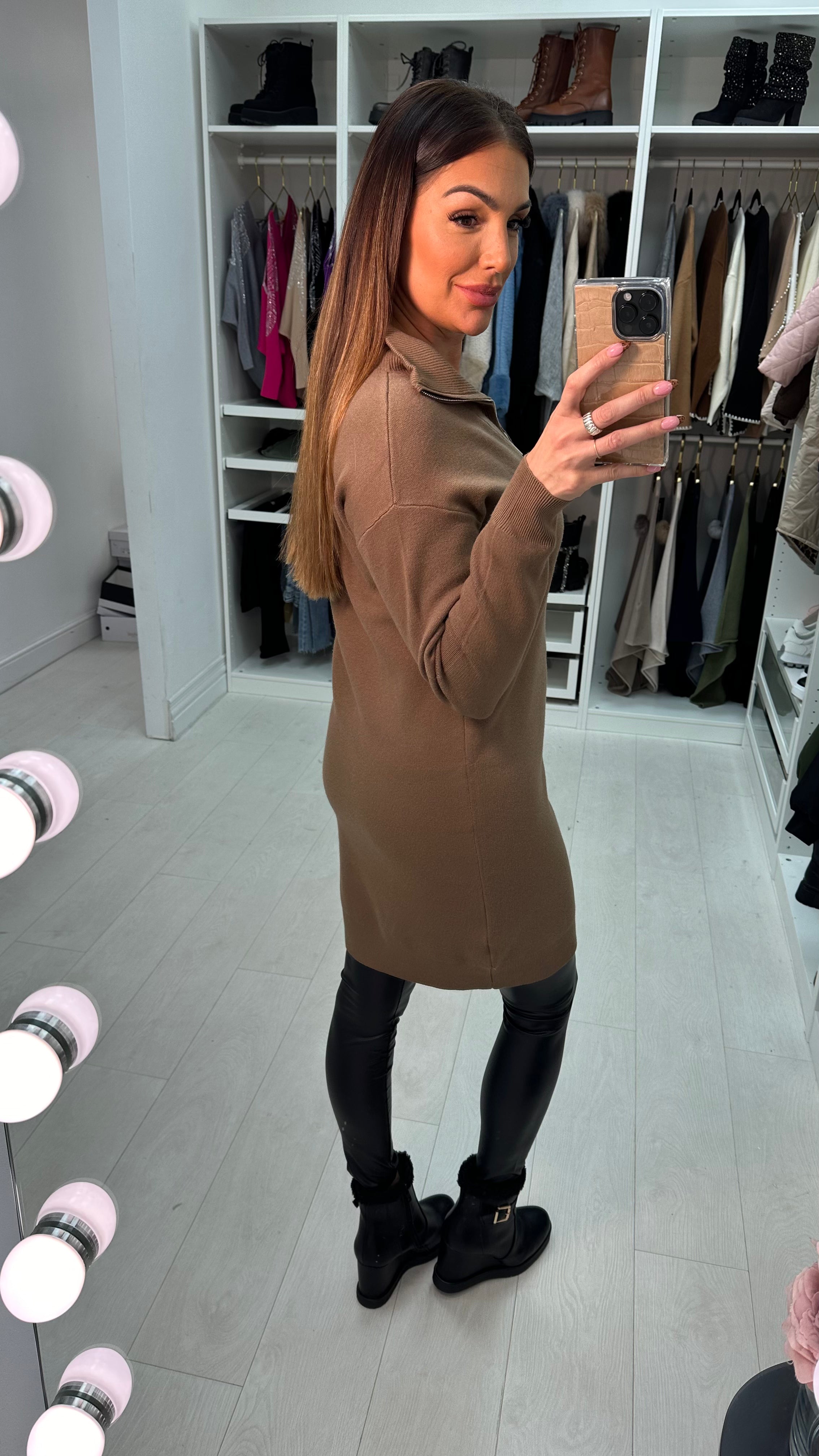 Marivella Zip Front Longline Knit Jumper