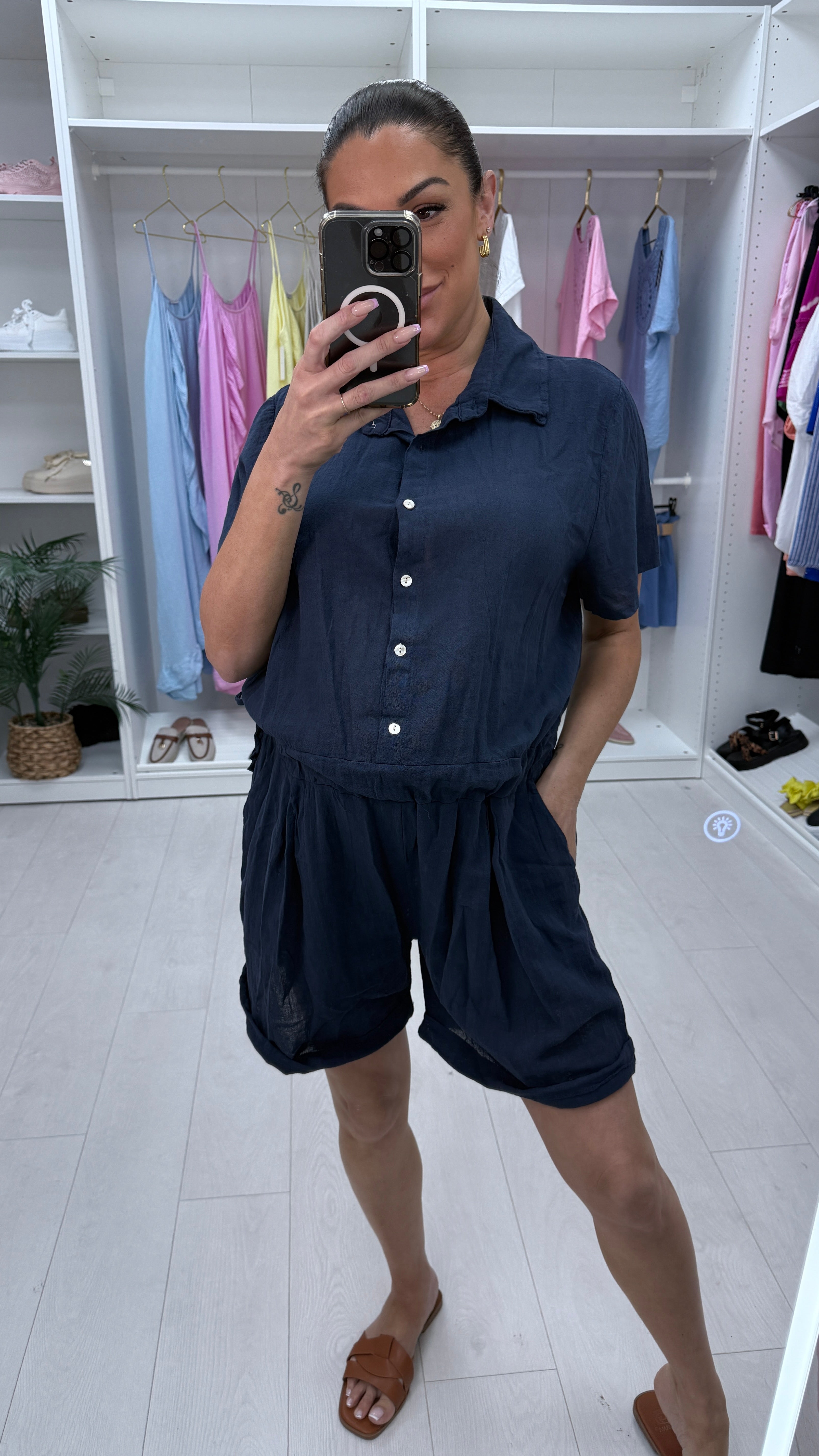 Amelie Plain Adjustable Tie Side Playsuit