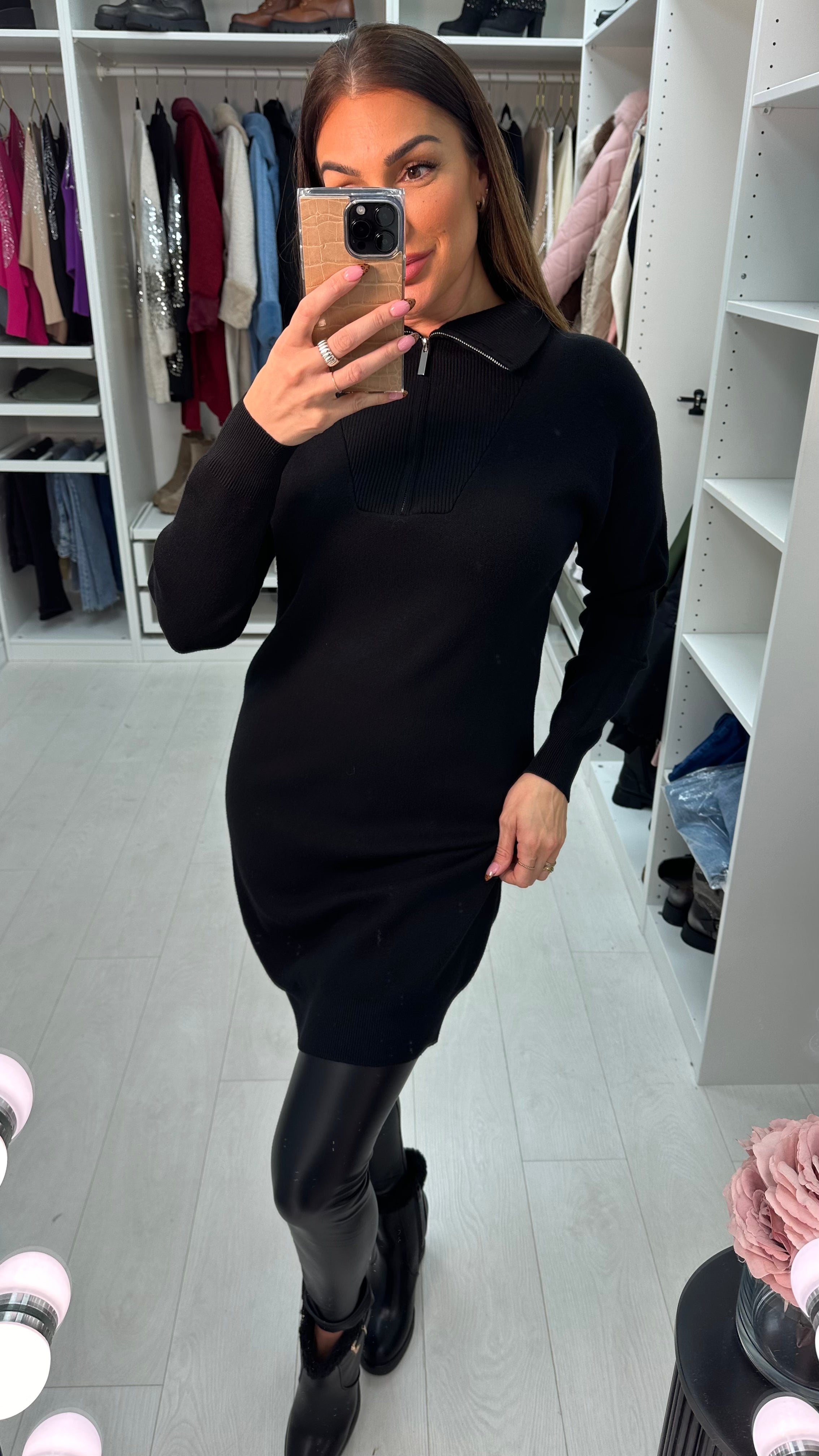 Marivella Zip Front Longline Knit Jumper