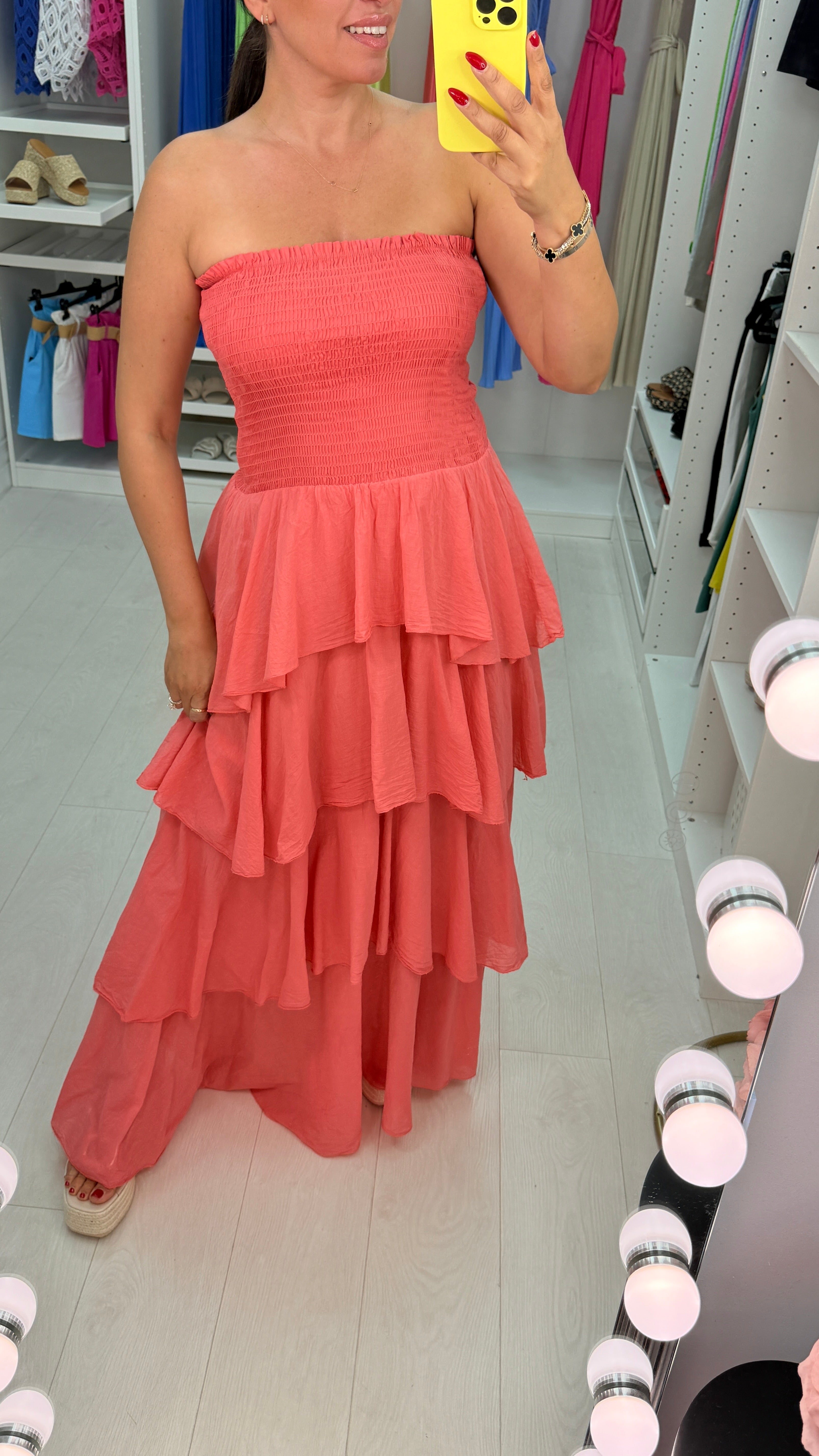 Dovina Strappy Maxi Ruffle Dress