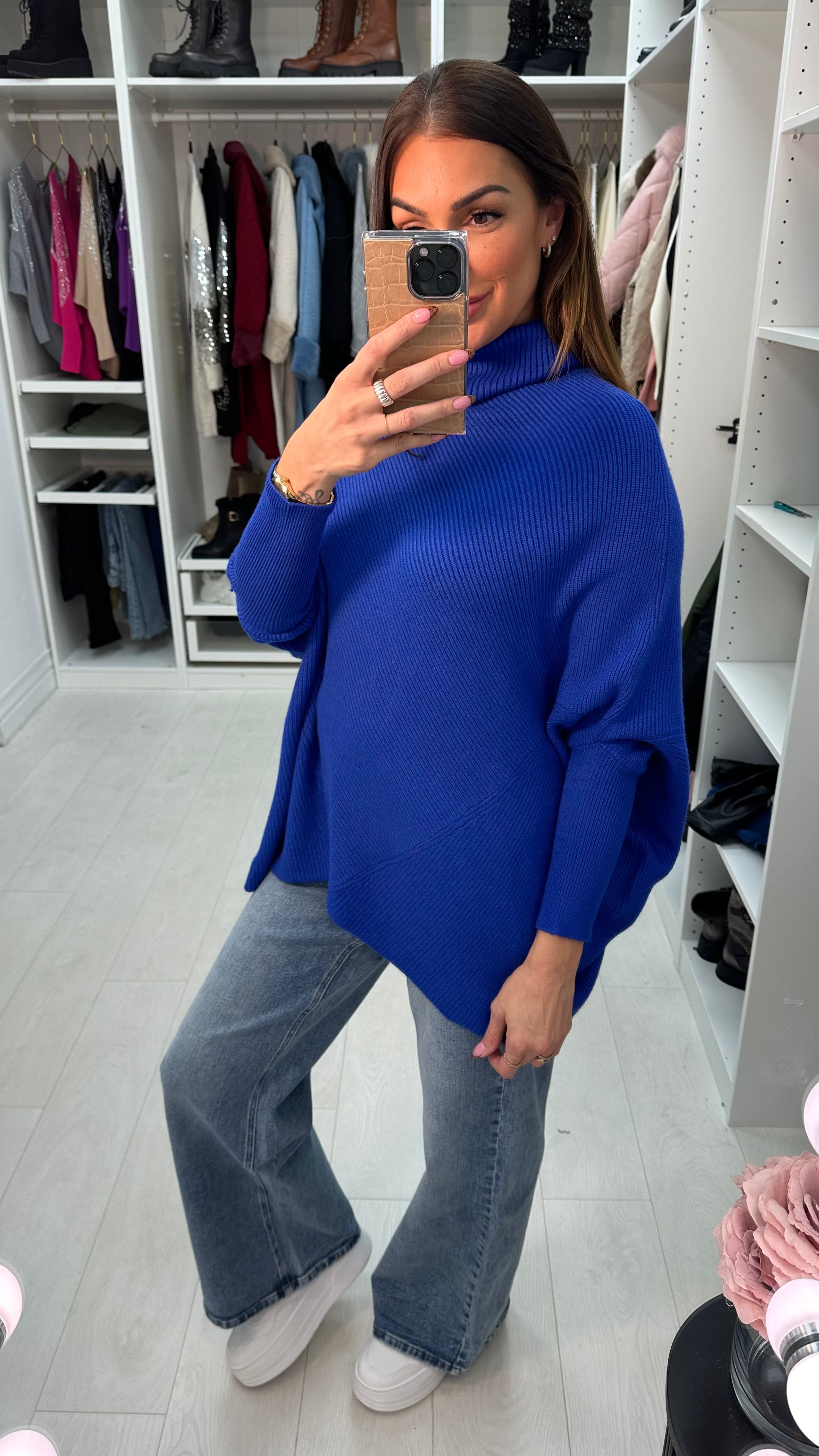 Gisele Roll Neck Asymmetric Knit Jumper