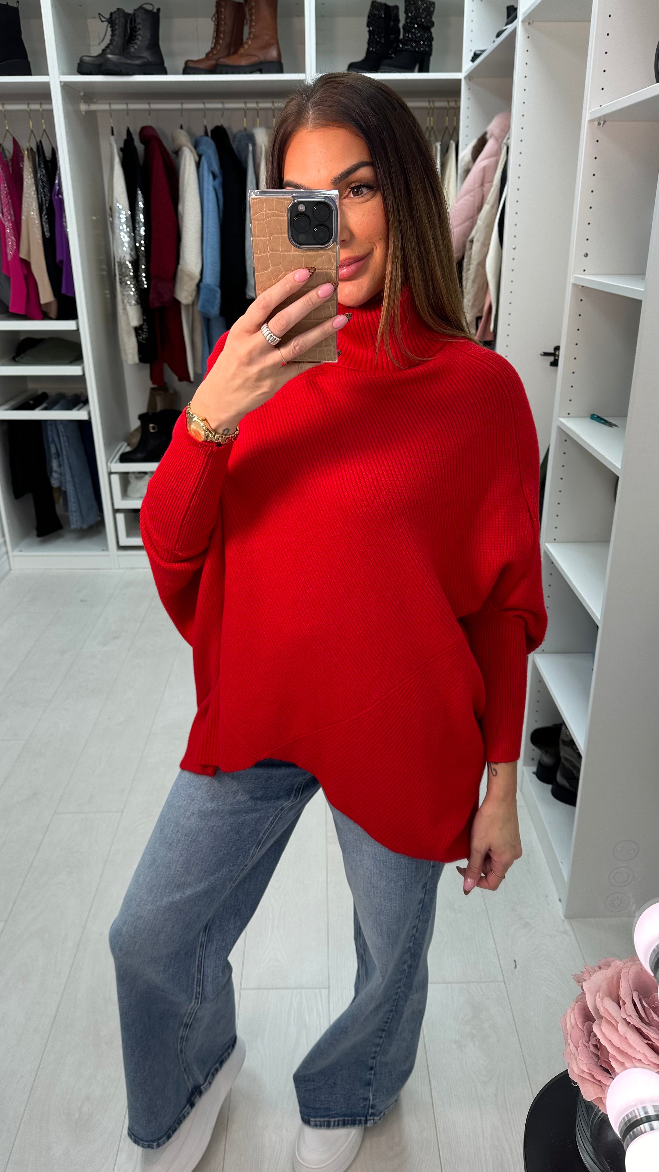 Gisele Roll Neck Asymmetric Knit Jumper