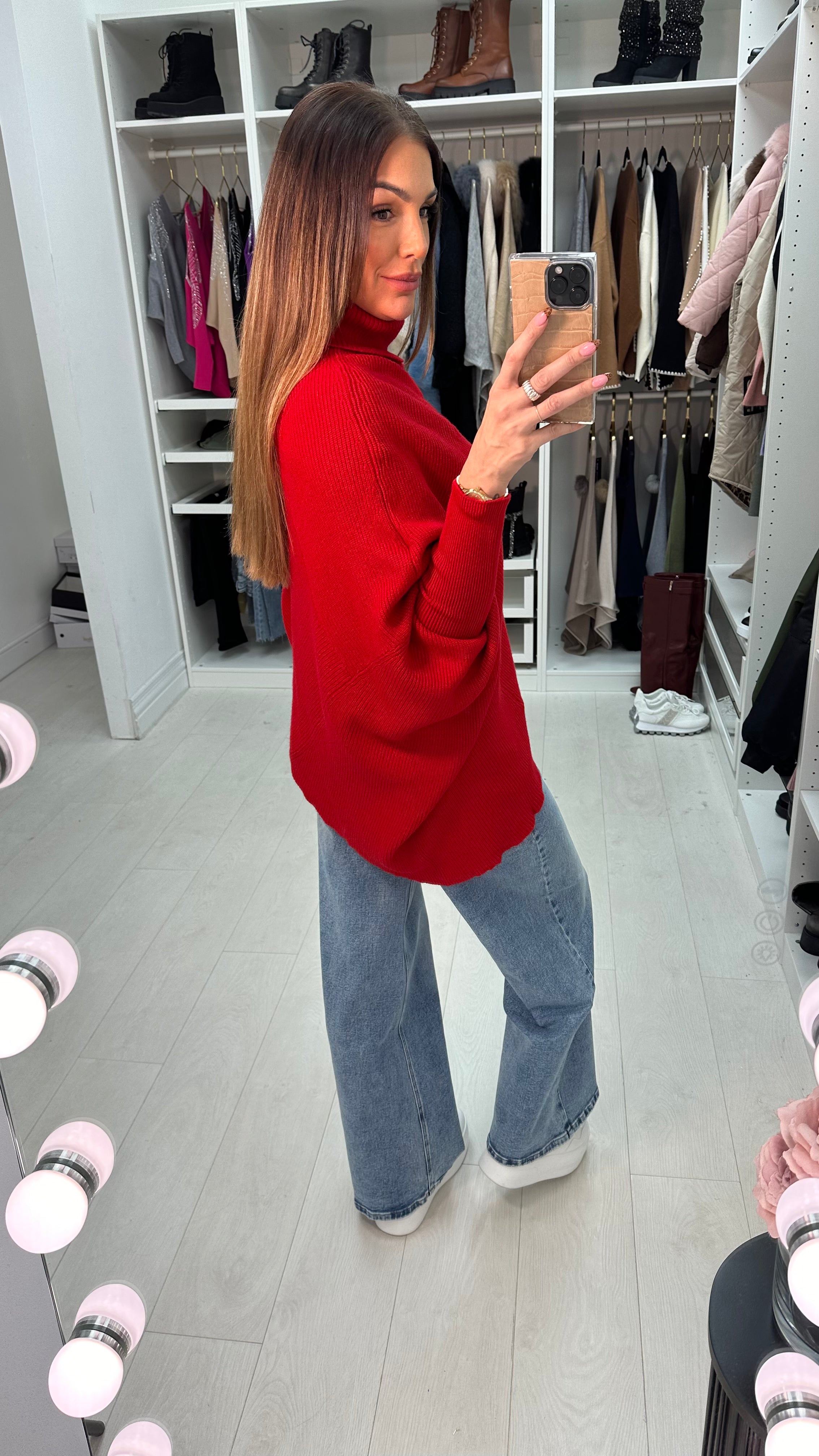 Gisele Roll Neck Asymmetric Knit Jumper