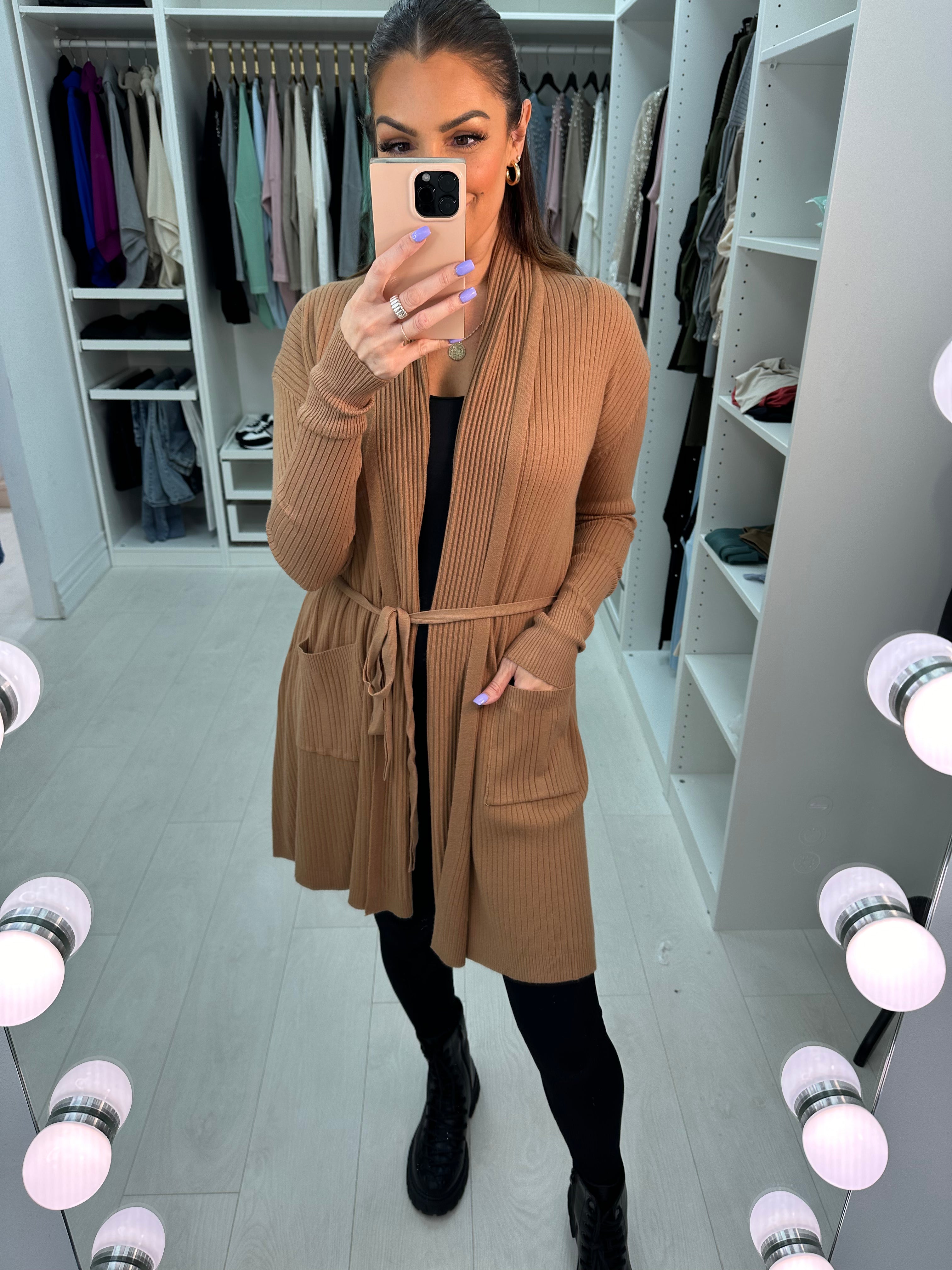 Hallie Plain Ribbed Longline Cardigan