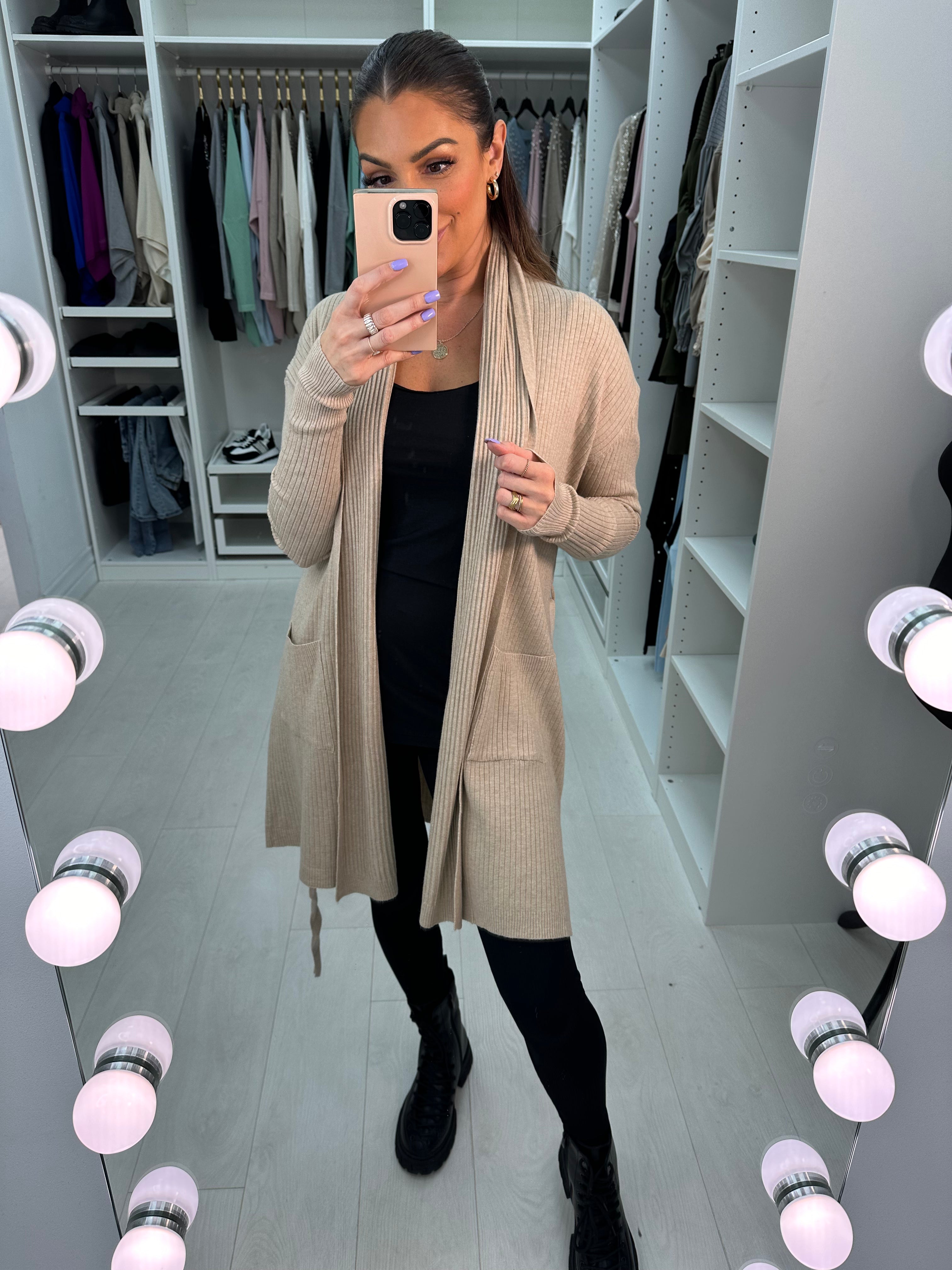 Hallie Plain Ribbed Longline Cardigan