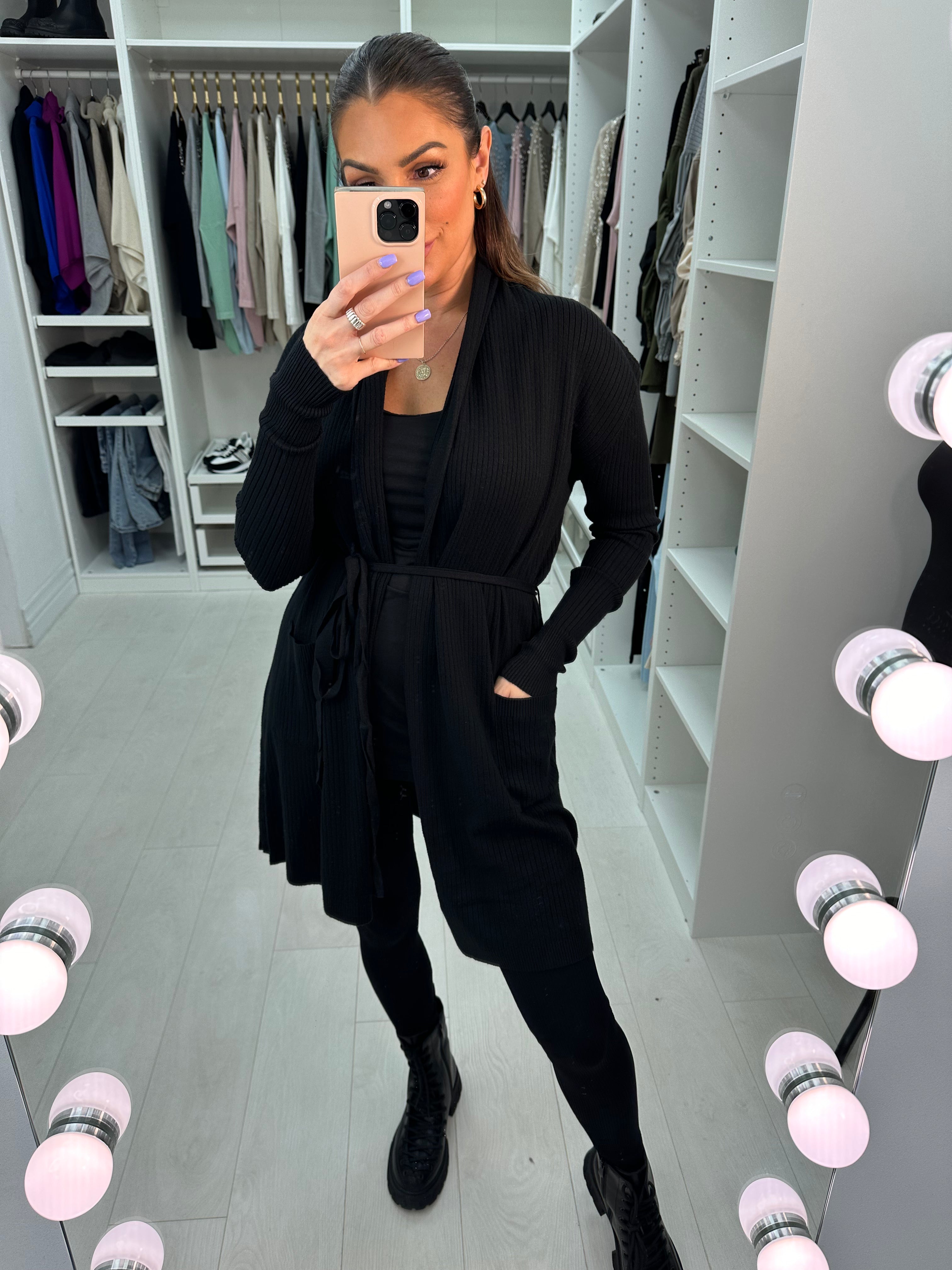 Hallie Plain Ribbed Longline Cardigan