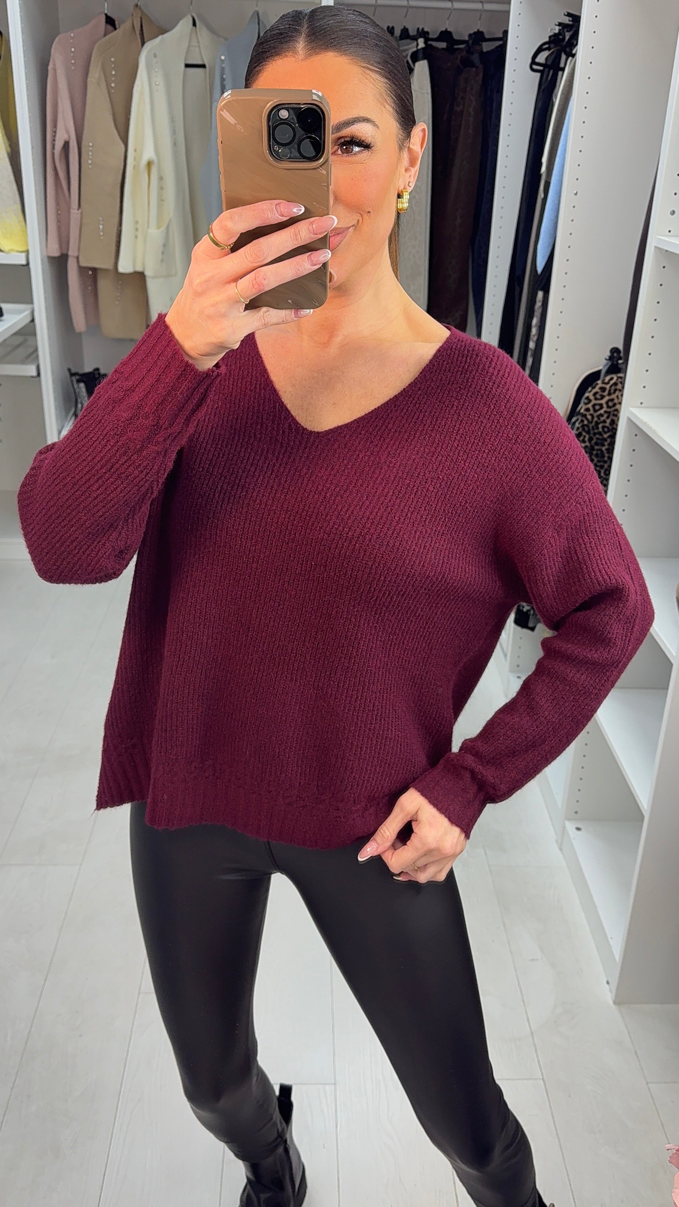 Elaina Super Soft Plain V Neck Jumper