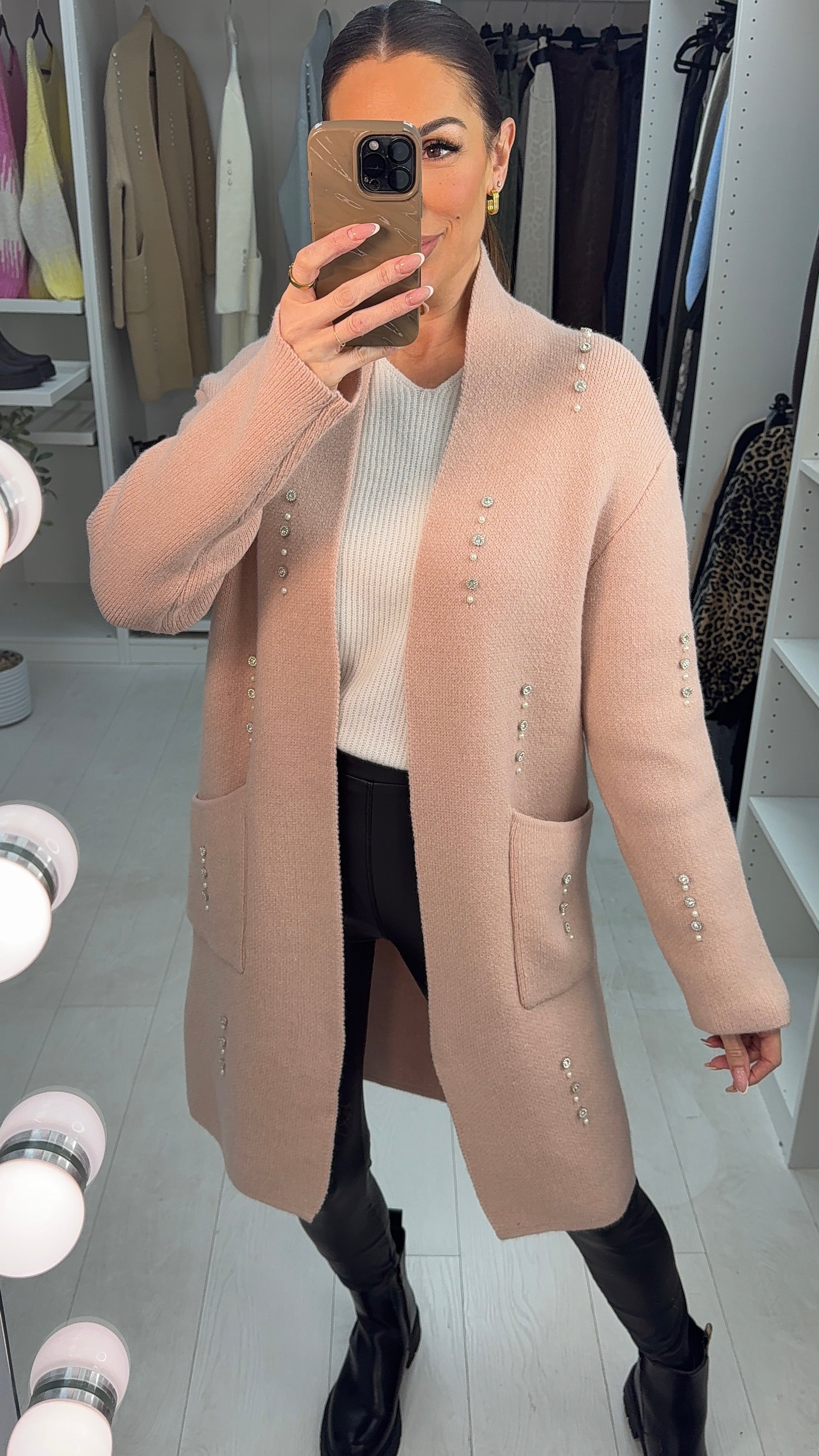 Emelia Embellished Open Front Longline Cardigan