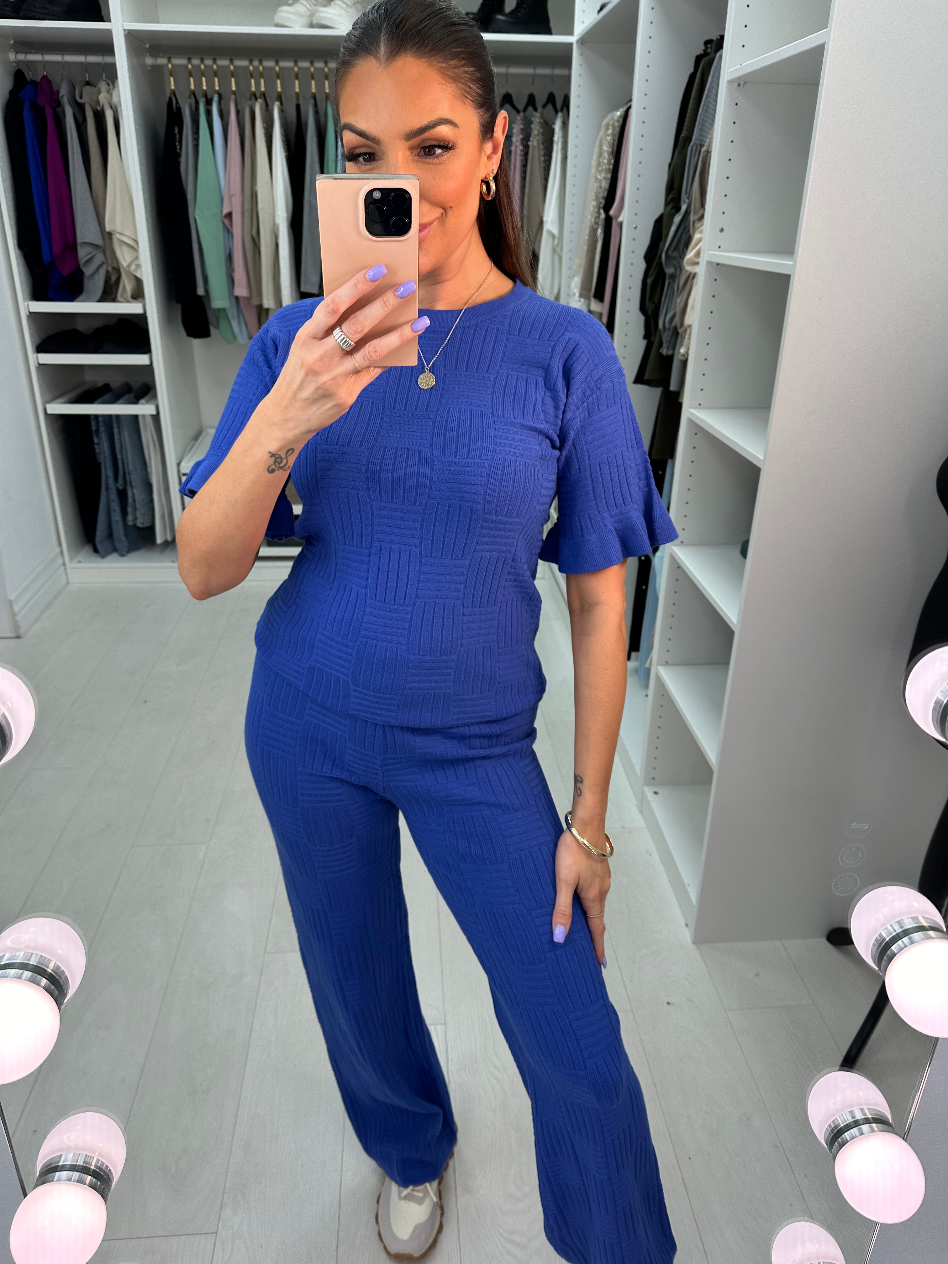 Alivia Textured Plain Loungewear Set