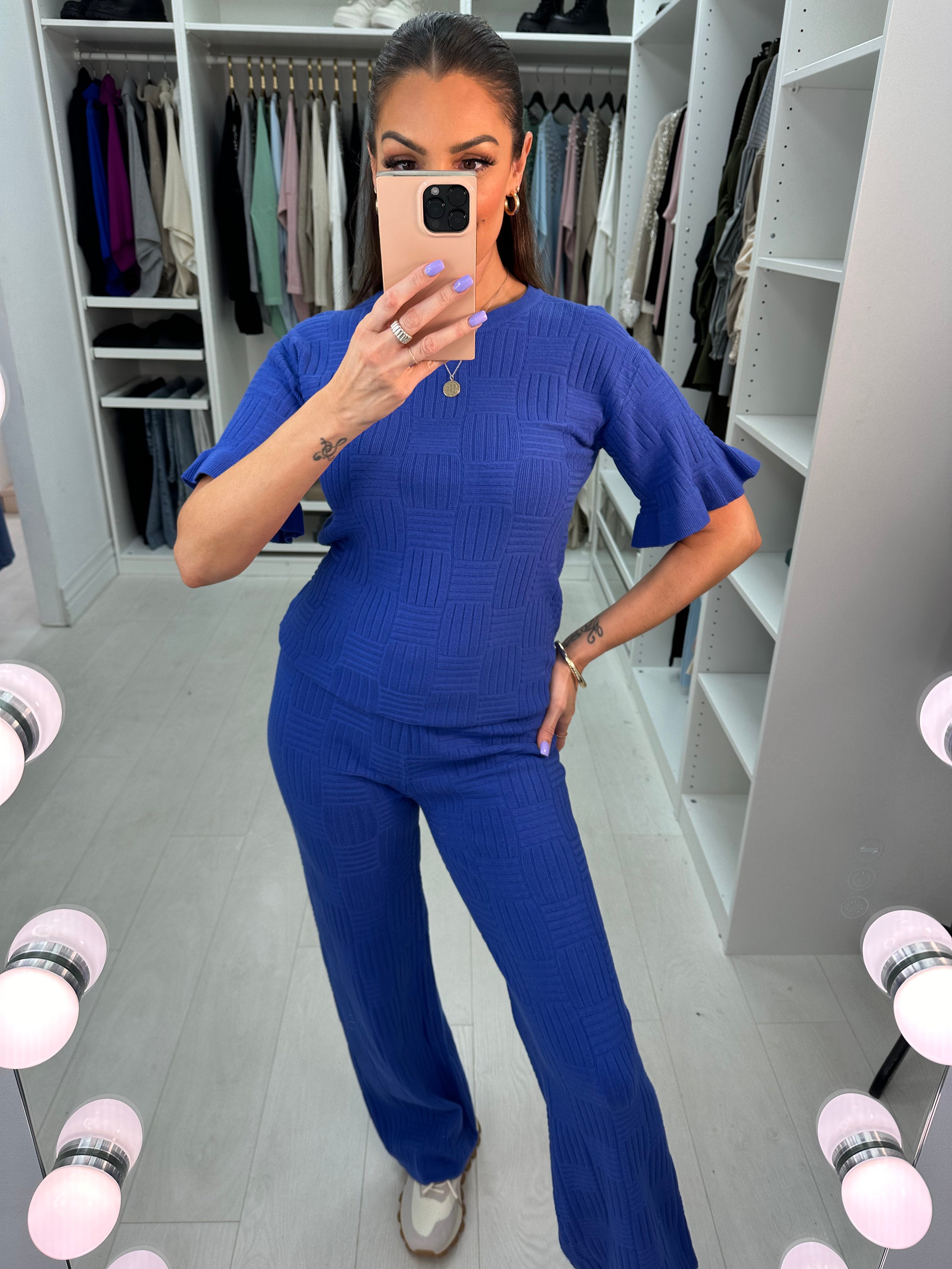 Alivia Textured Plain Loungewear Set