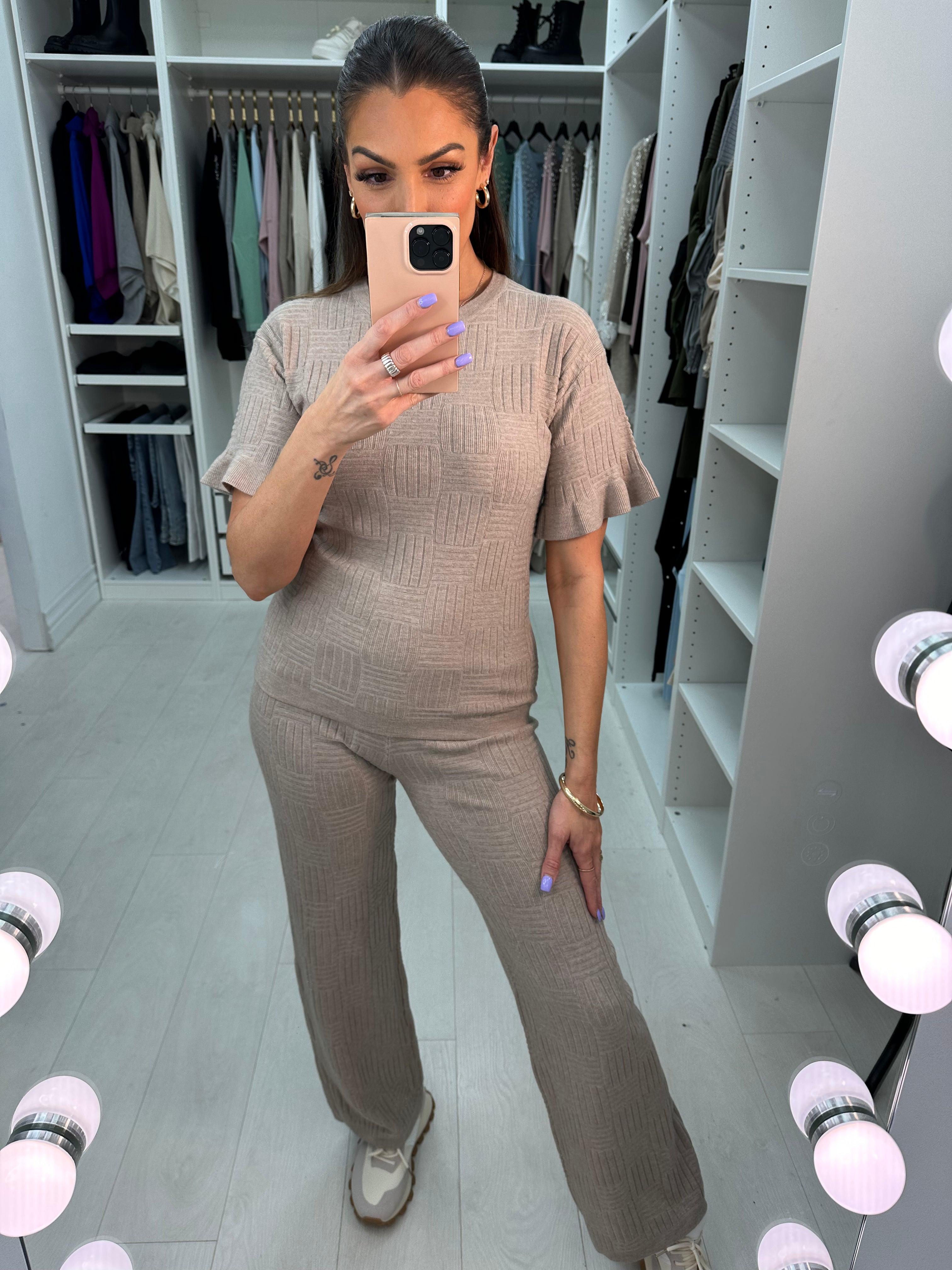 Alivia Textured Plain Loungewear Set