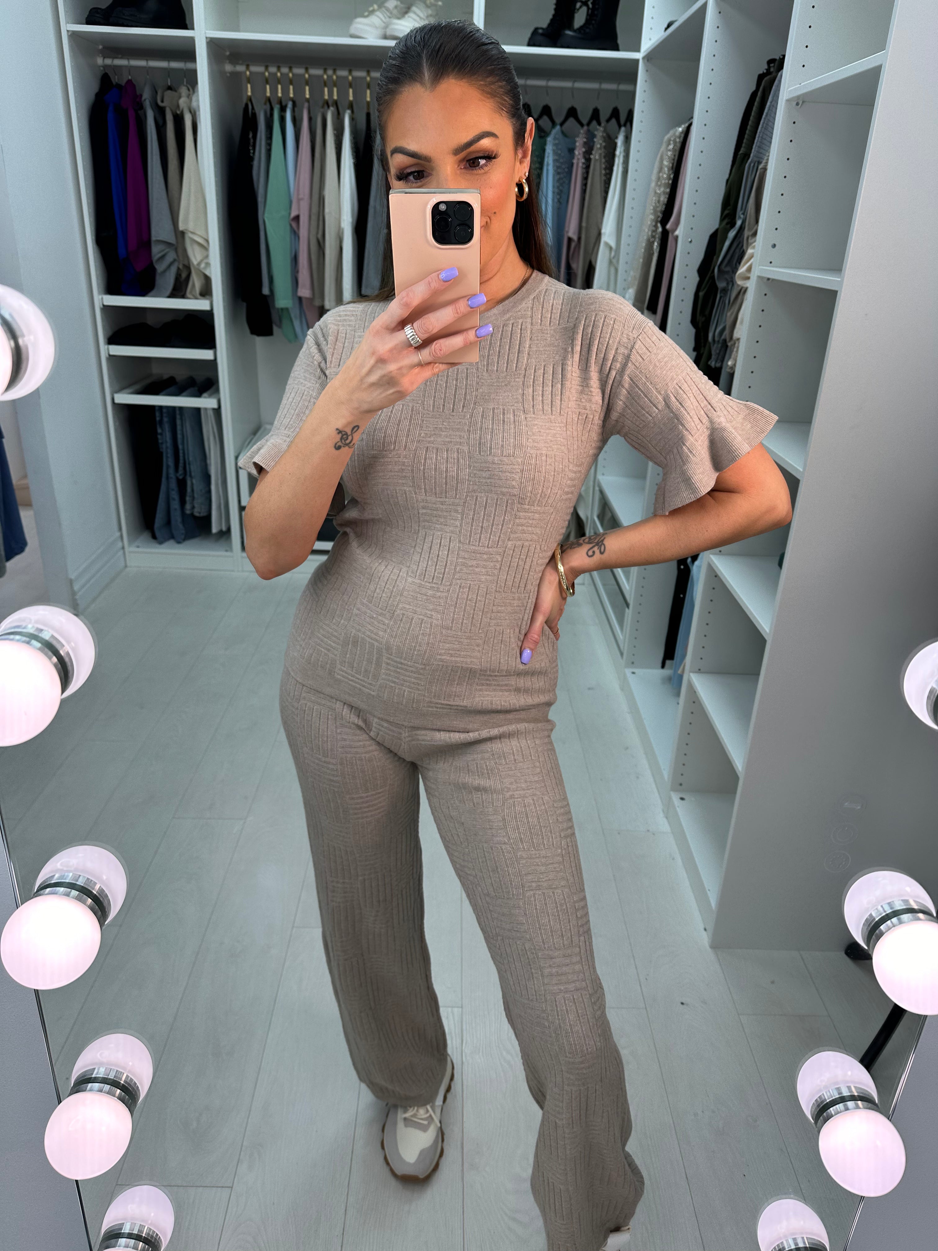Alivia Textured Plain Loungewear Set