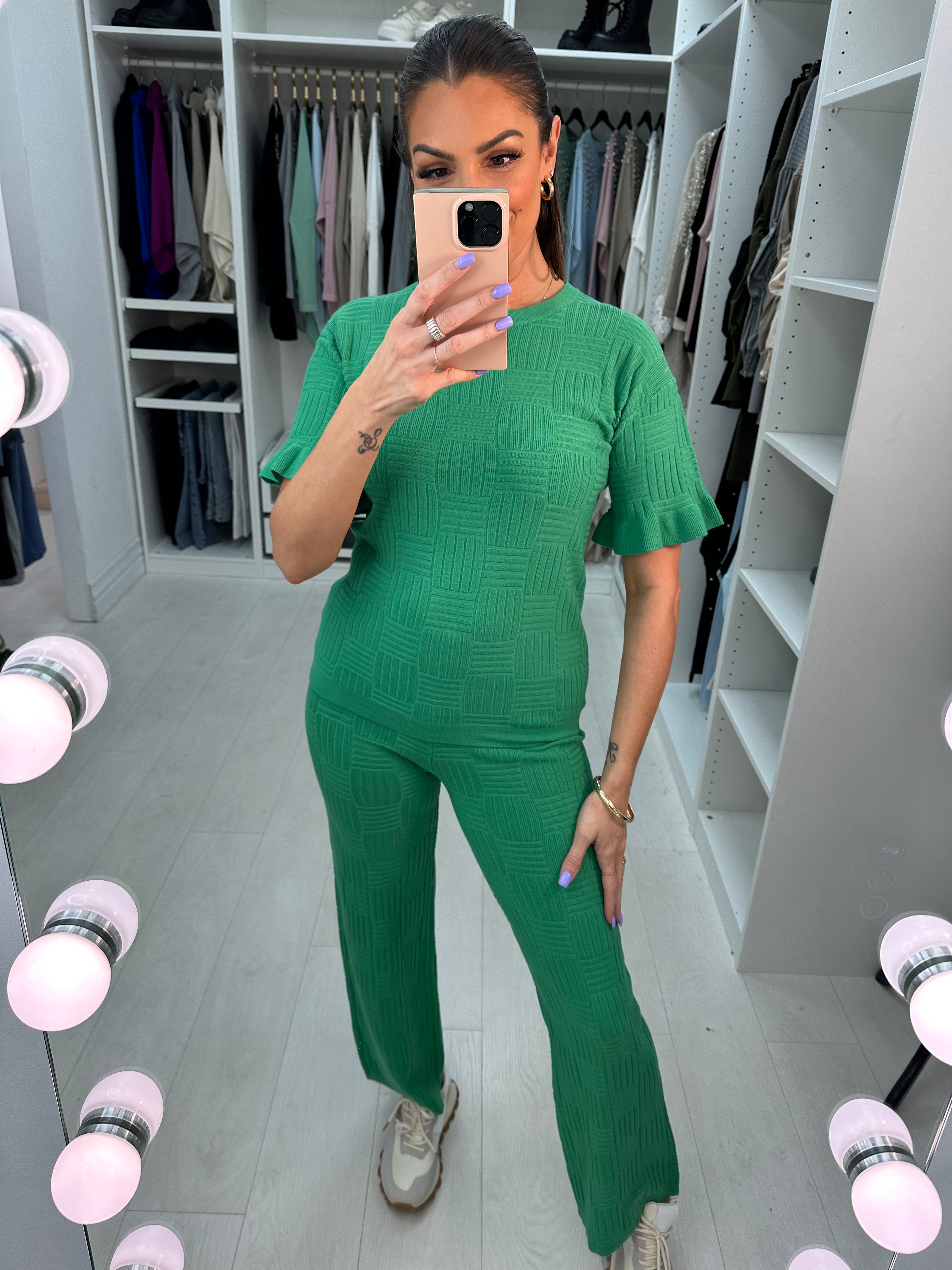 Alivia Textured Plain Loungewear Set