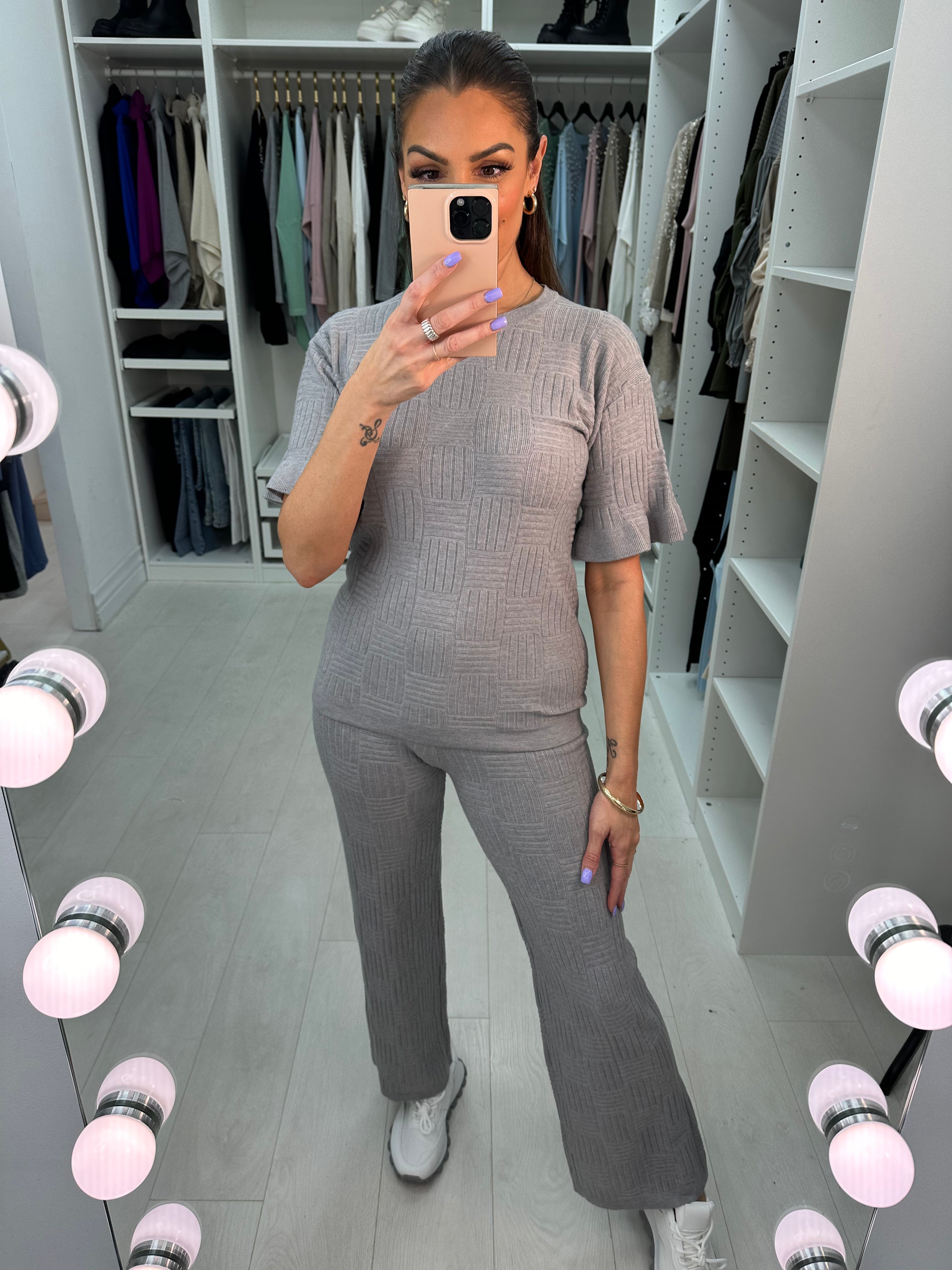 Alivia Textured Plain Loungewear Set