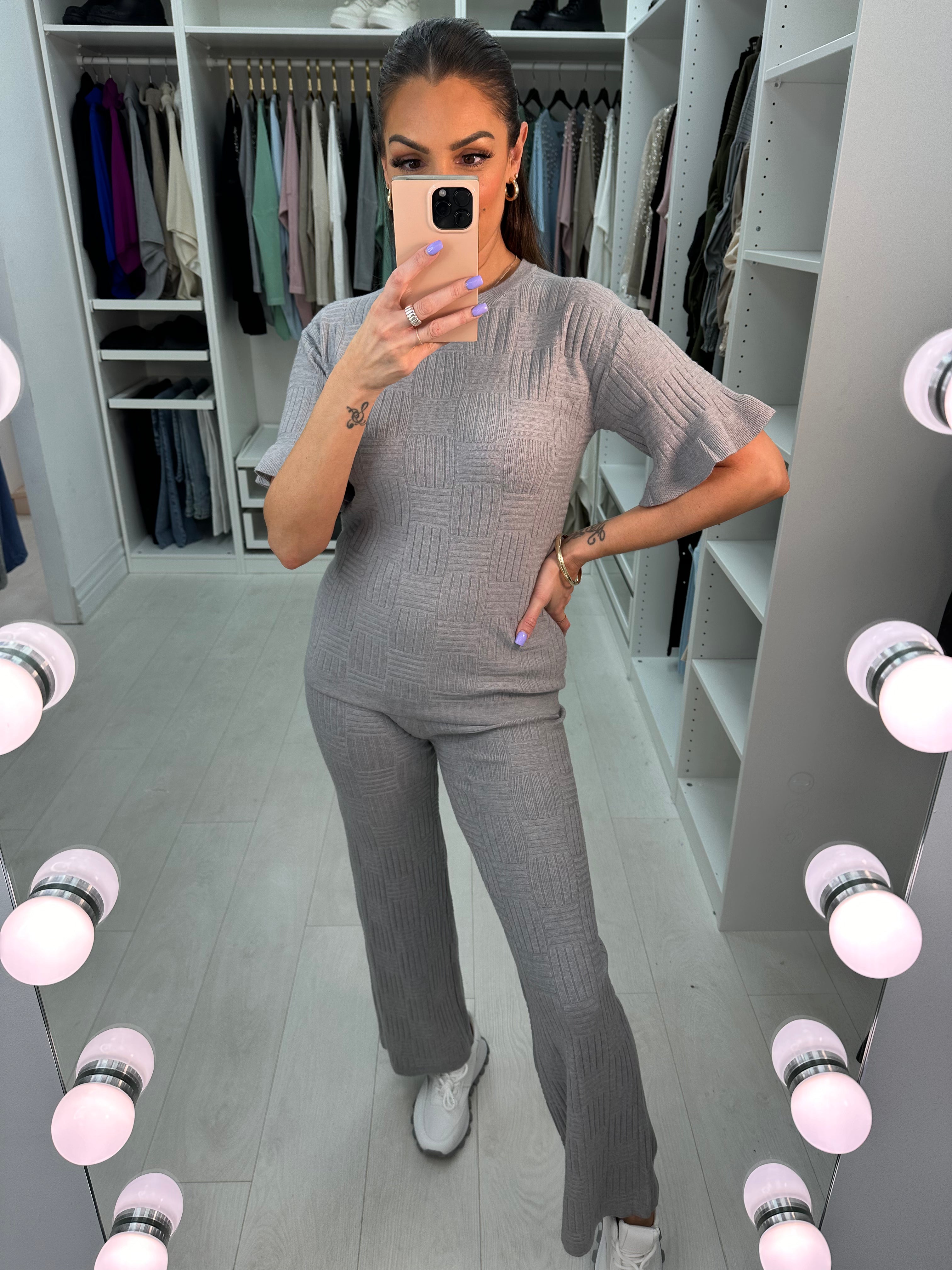 Alivia Textured Plain Loungewear Set