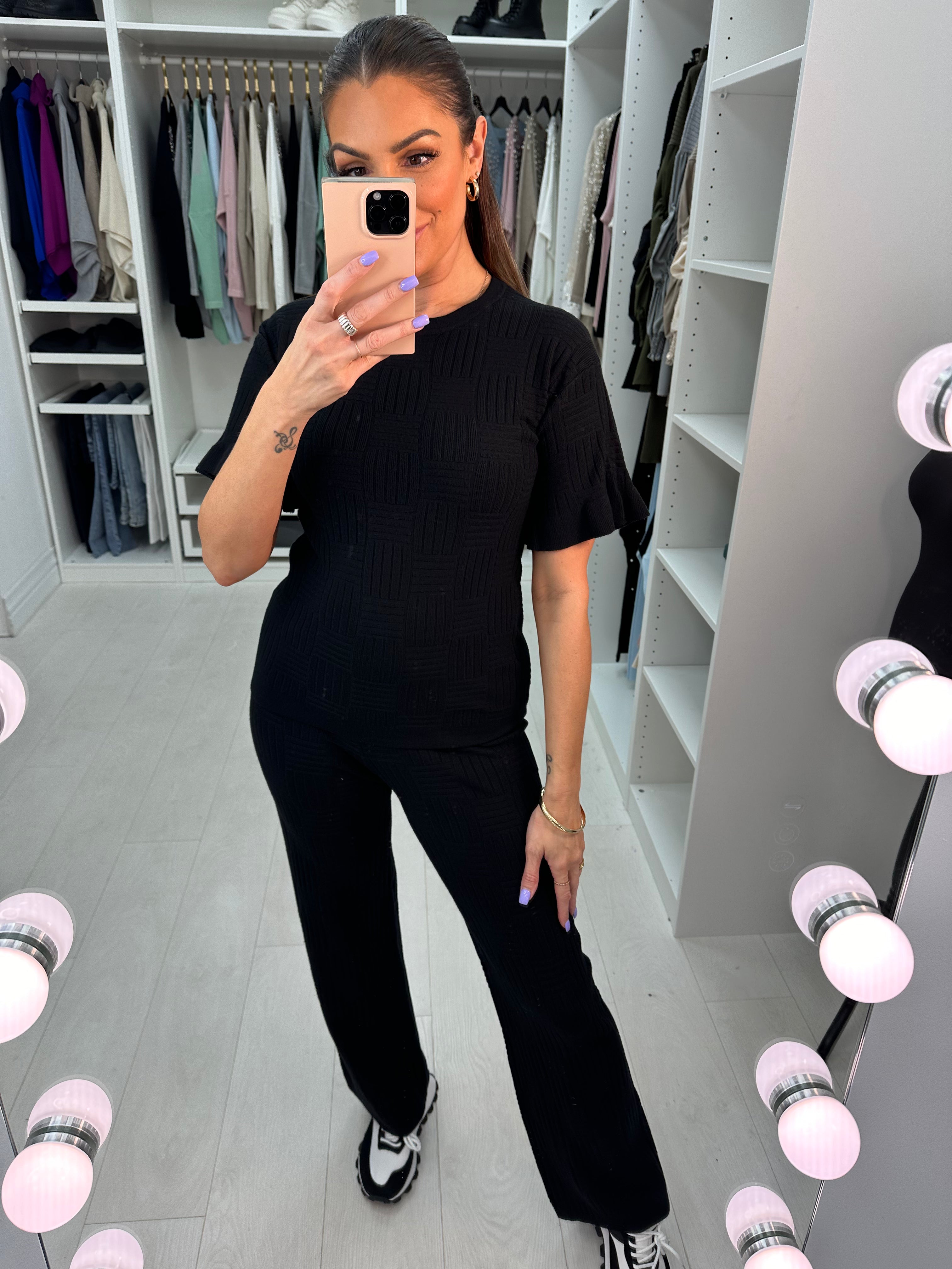 Alivia Textured Plain Loungewear Set