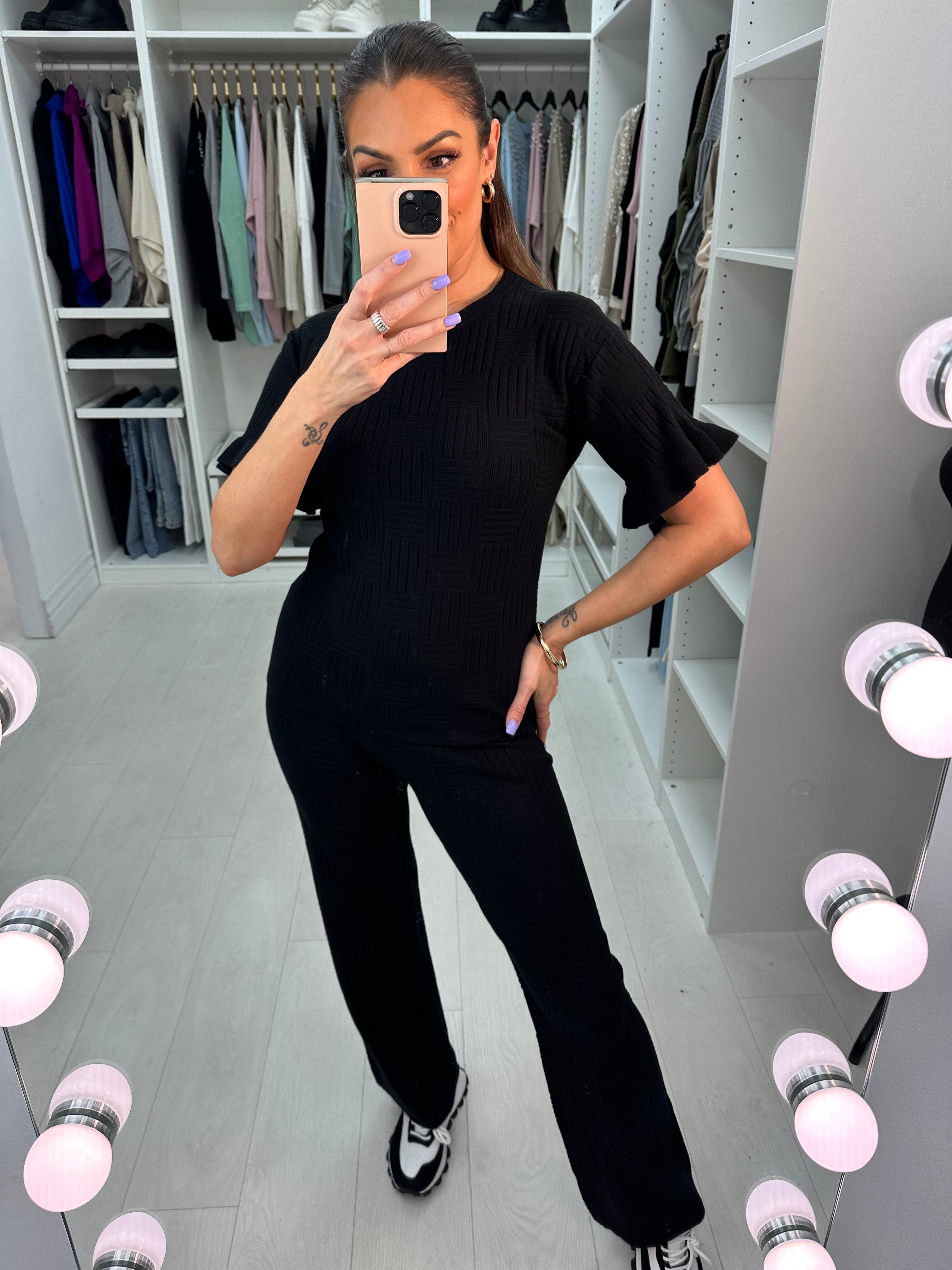 Alivia Textured Plain Loungewear Set