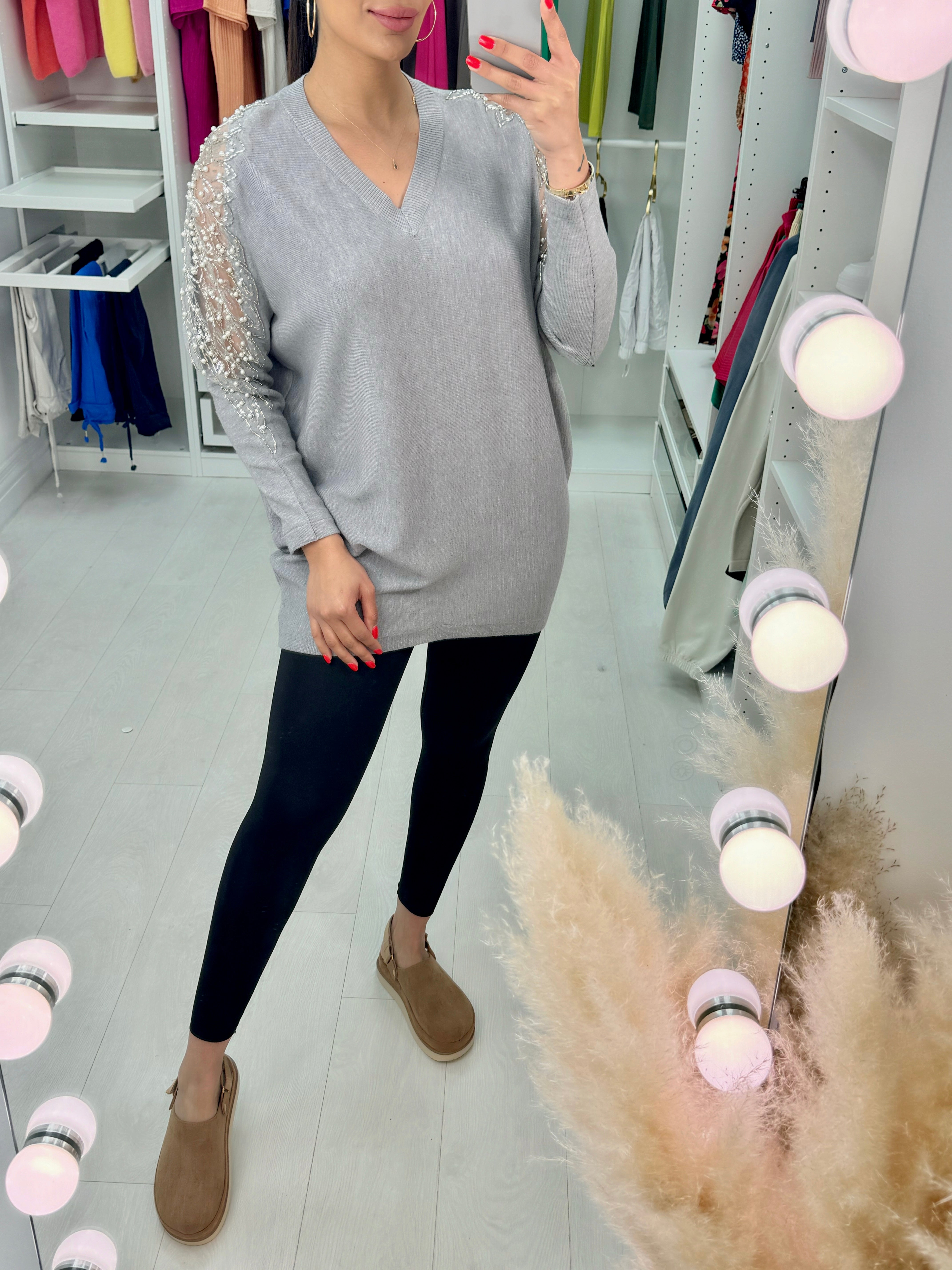 Shannon Sheer Pearl Panel Jumper