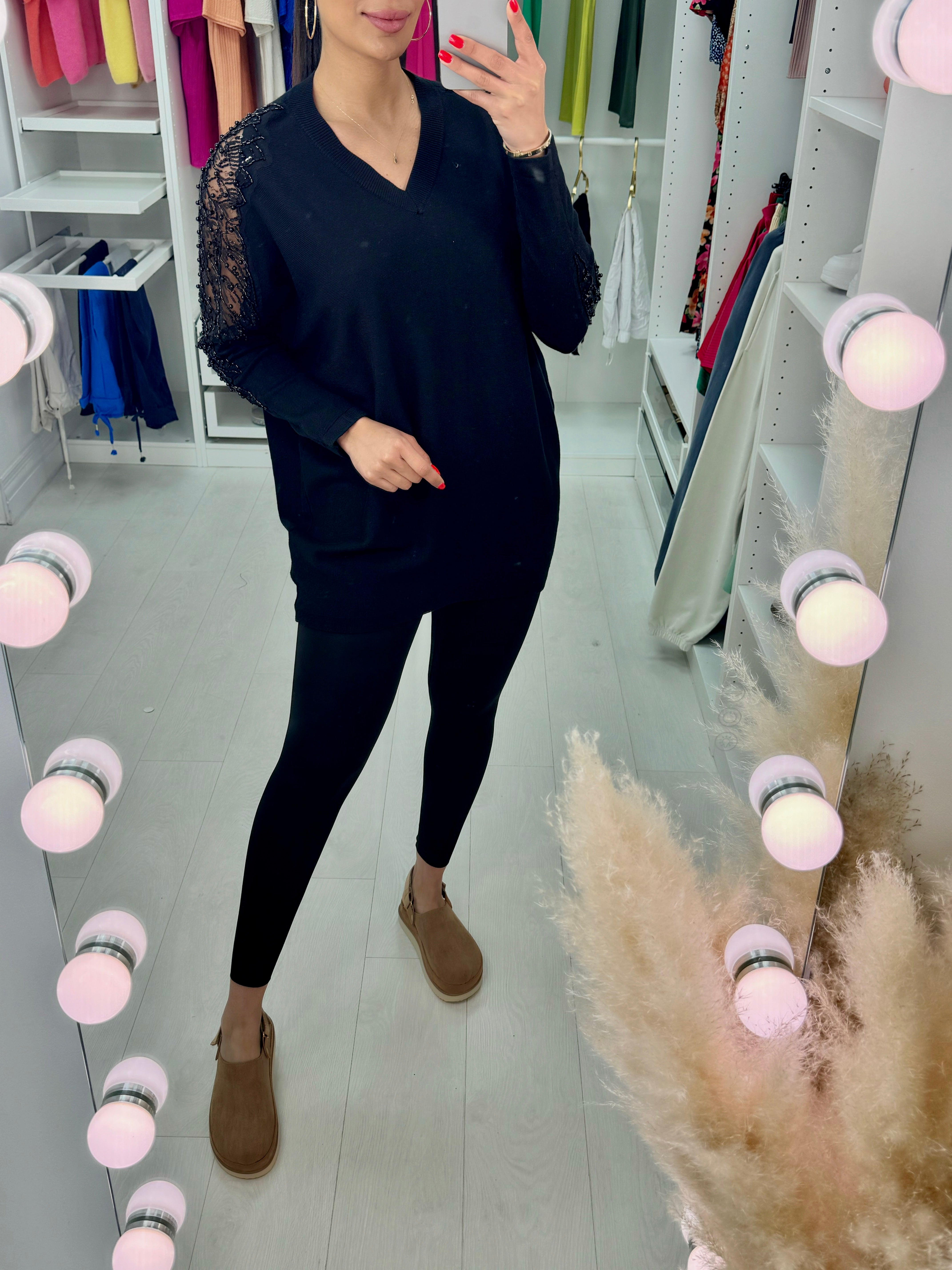 Shannon Sheer Pearl Panel Jumper