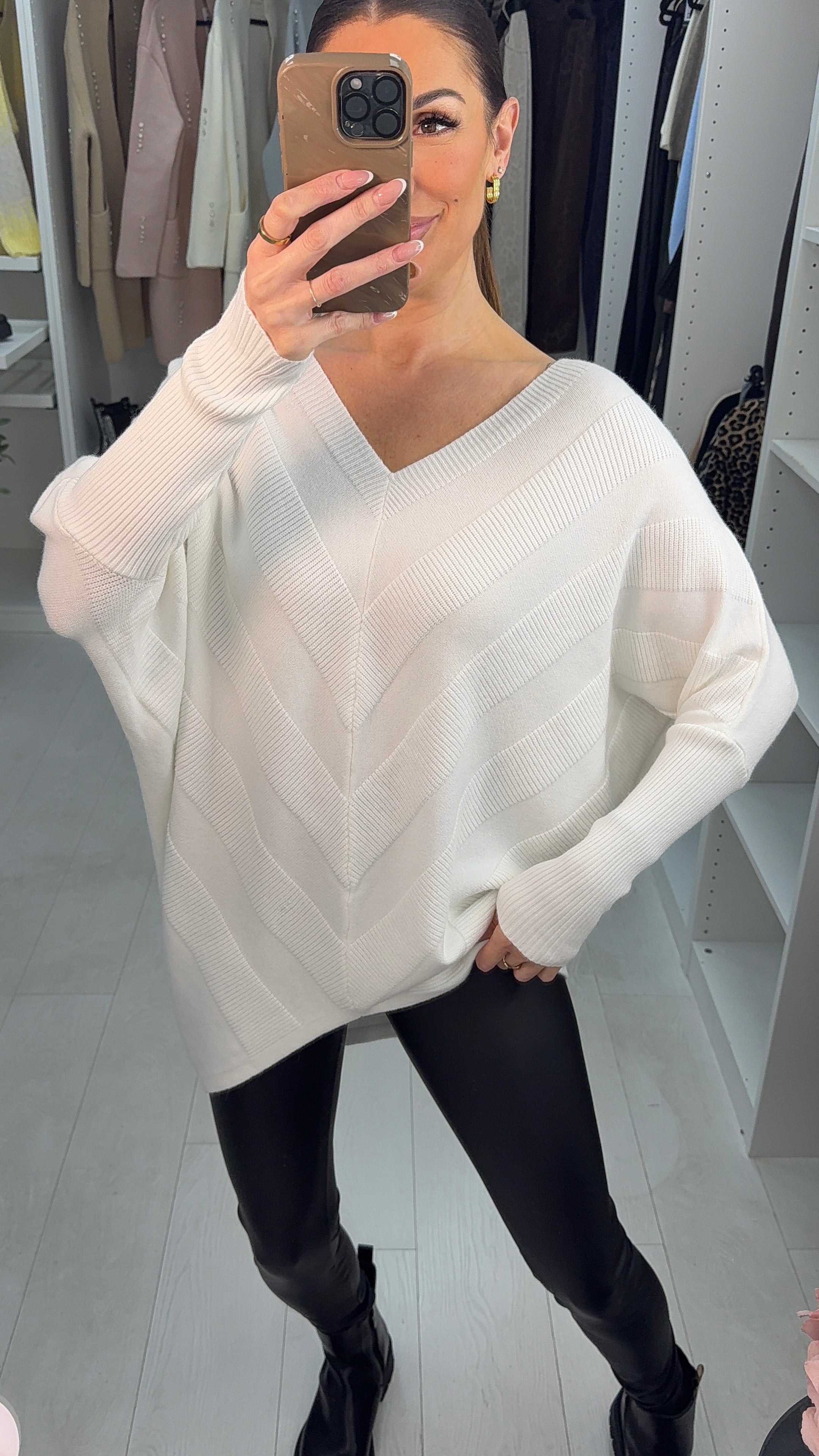 Paislee Plain Asymmetric Loose Fit Jumper