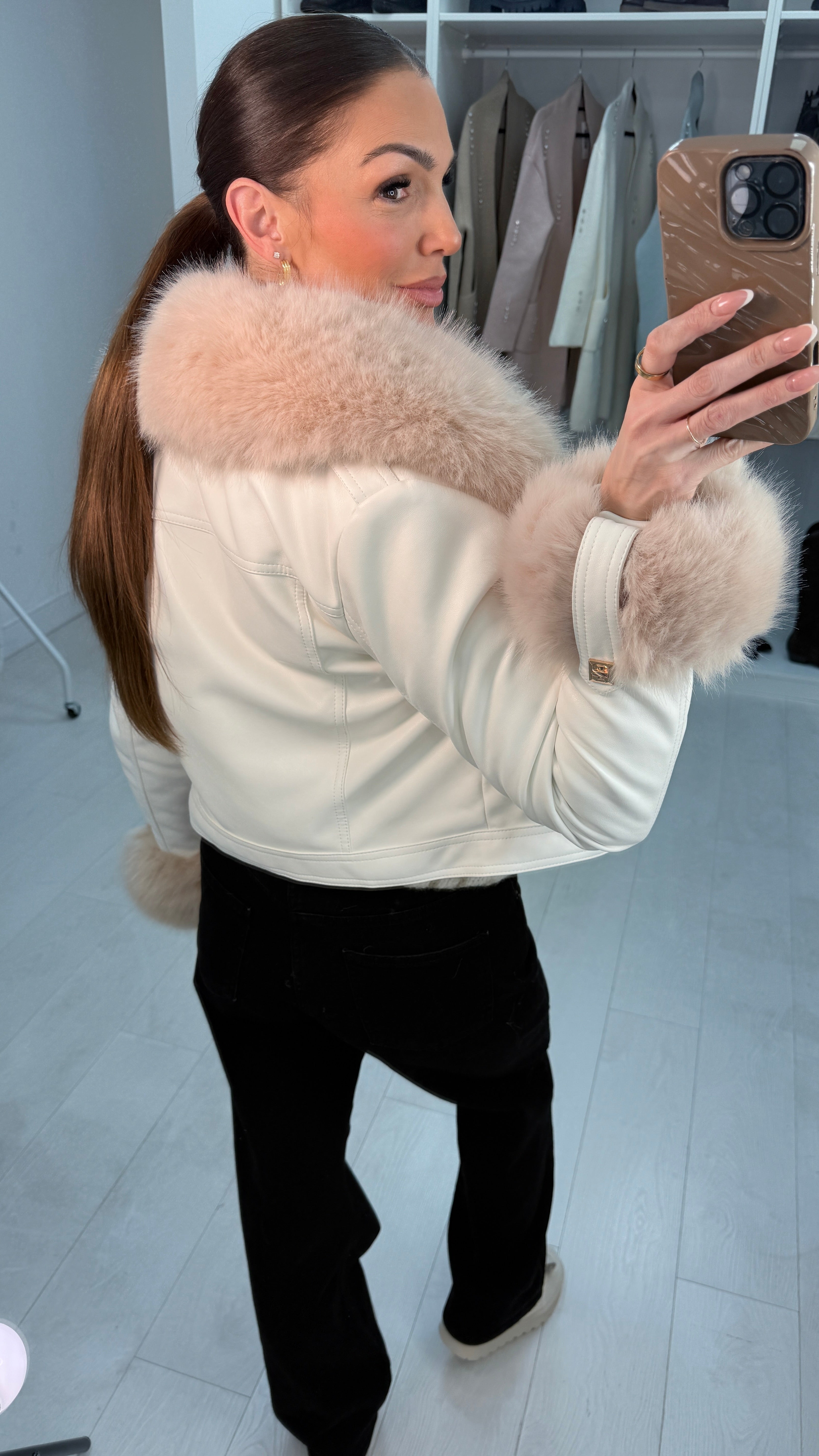 Ayla Faux Leather & Fur Detailed Jacket