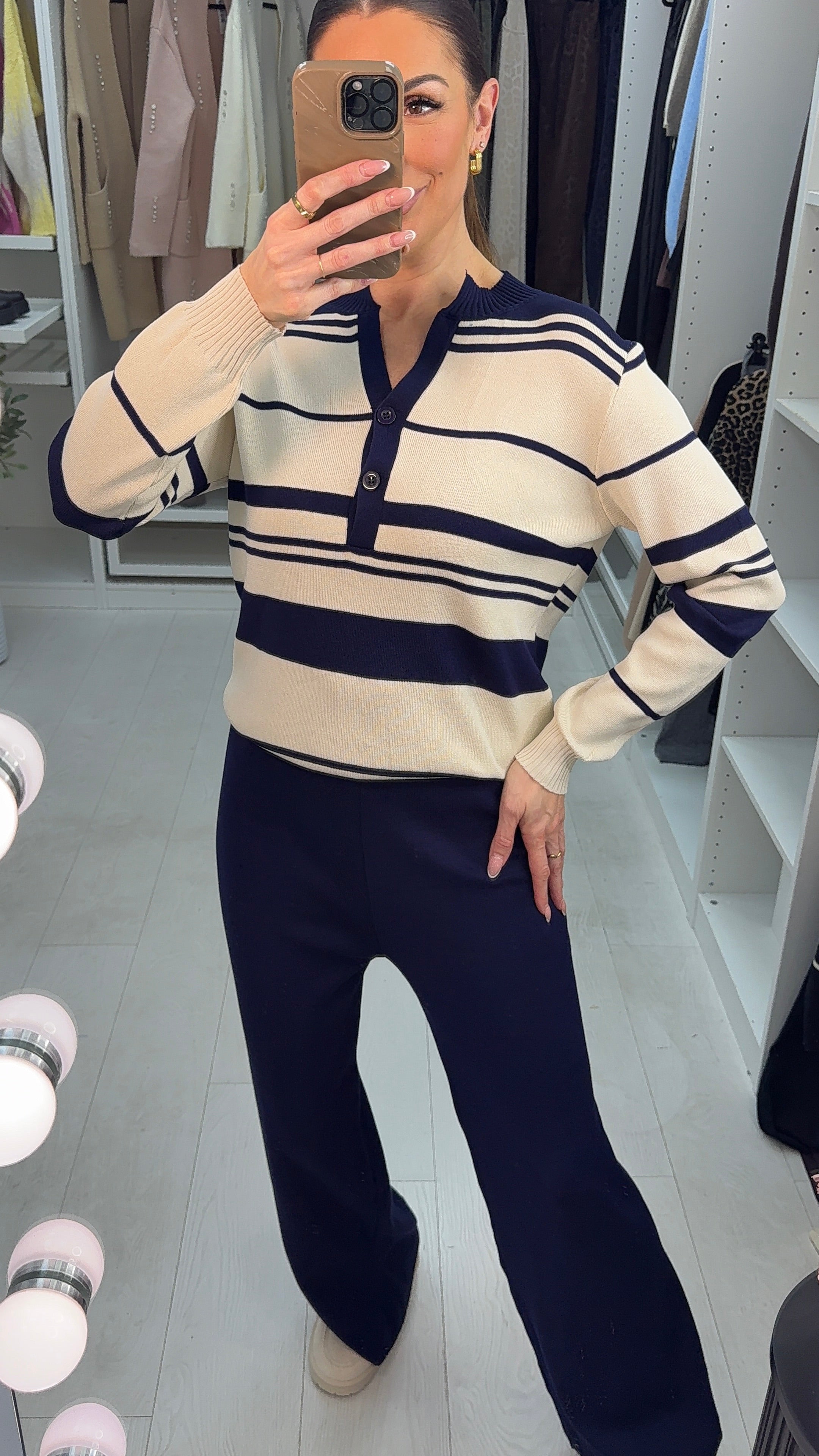 Karis Colour Block V Neck Loungewear Set