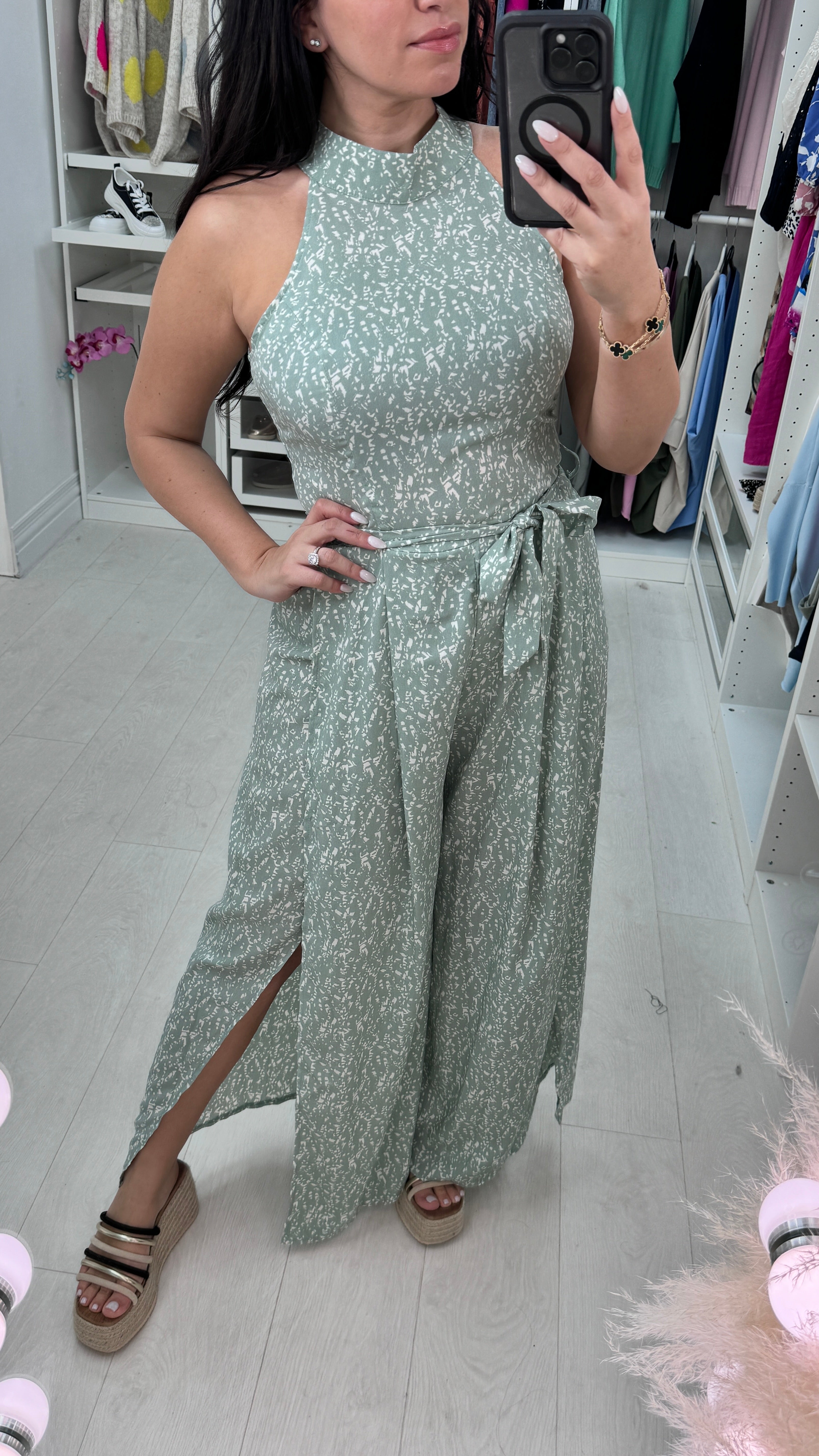 Banks Patterned Halter Neck Jumpsuit