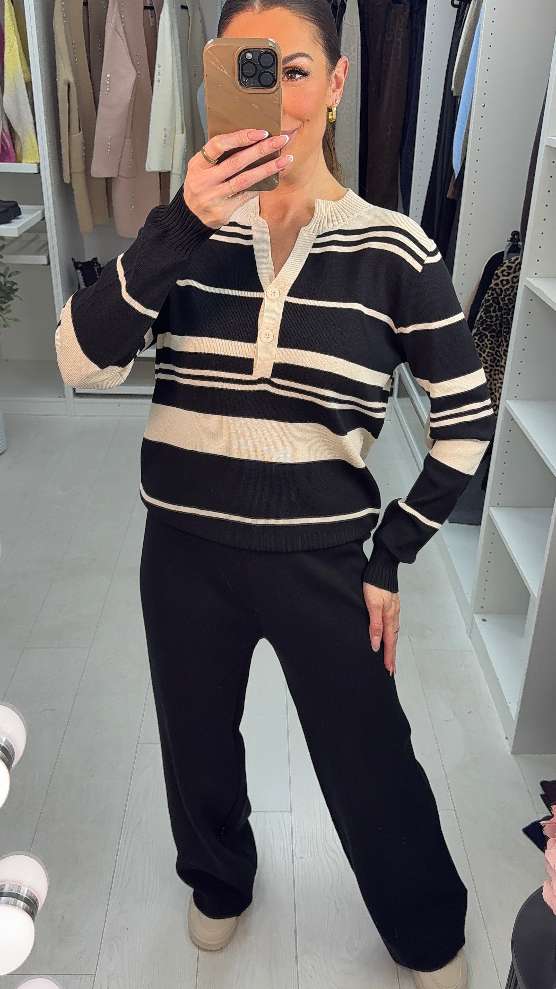 Karis Colour Block V Neck Loungewear Set