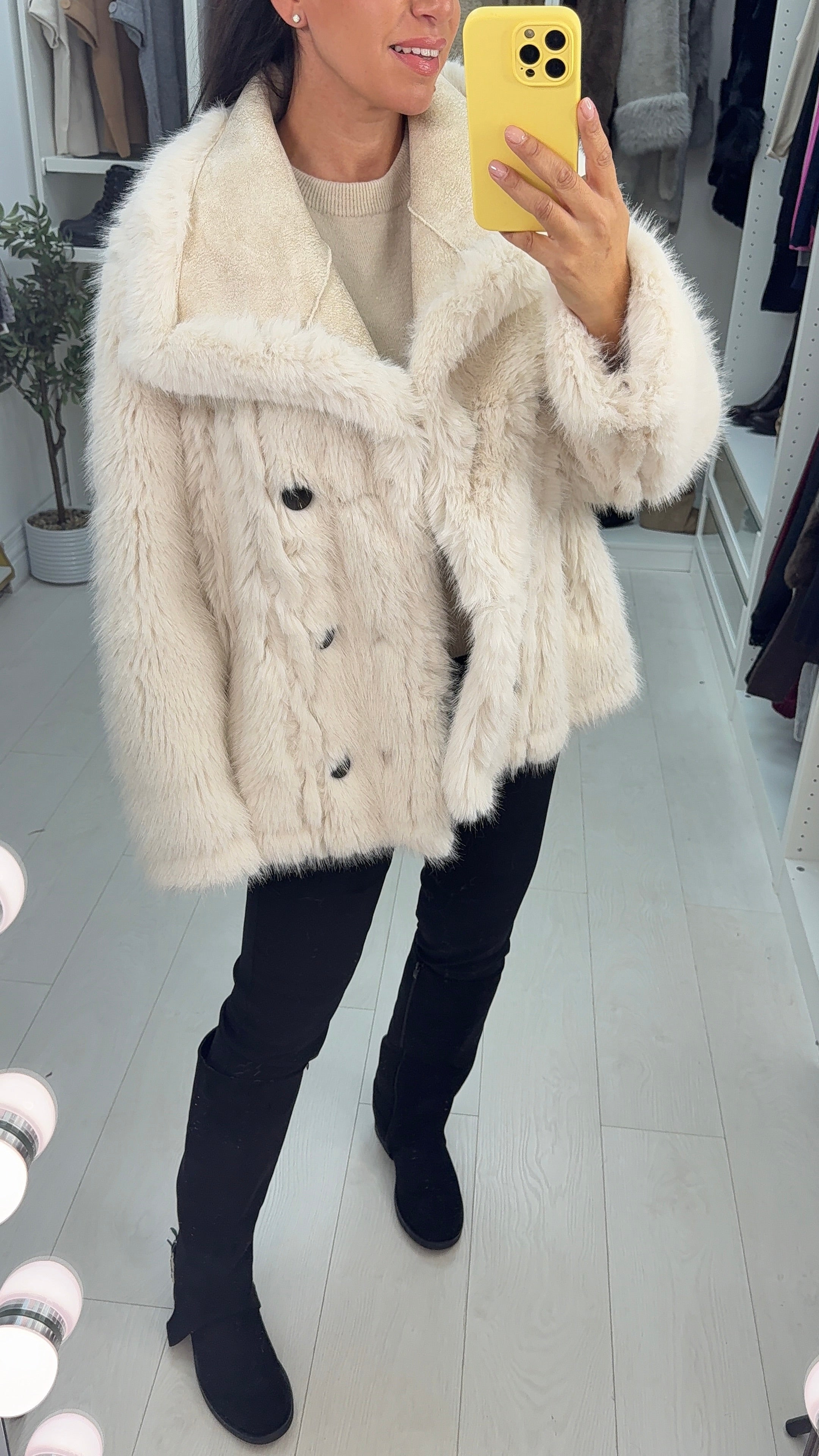 Isayla Reversible Faux Fur Detail Coat