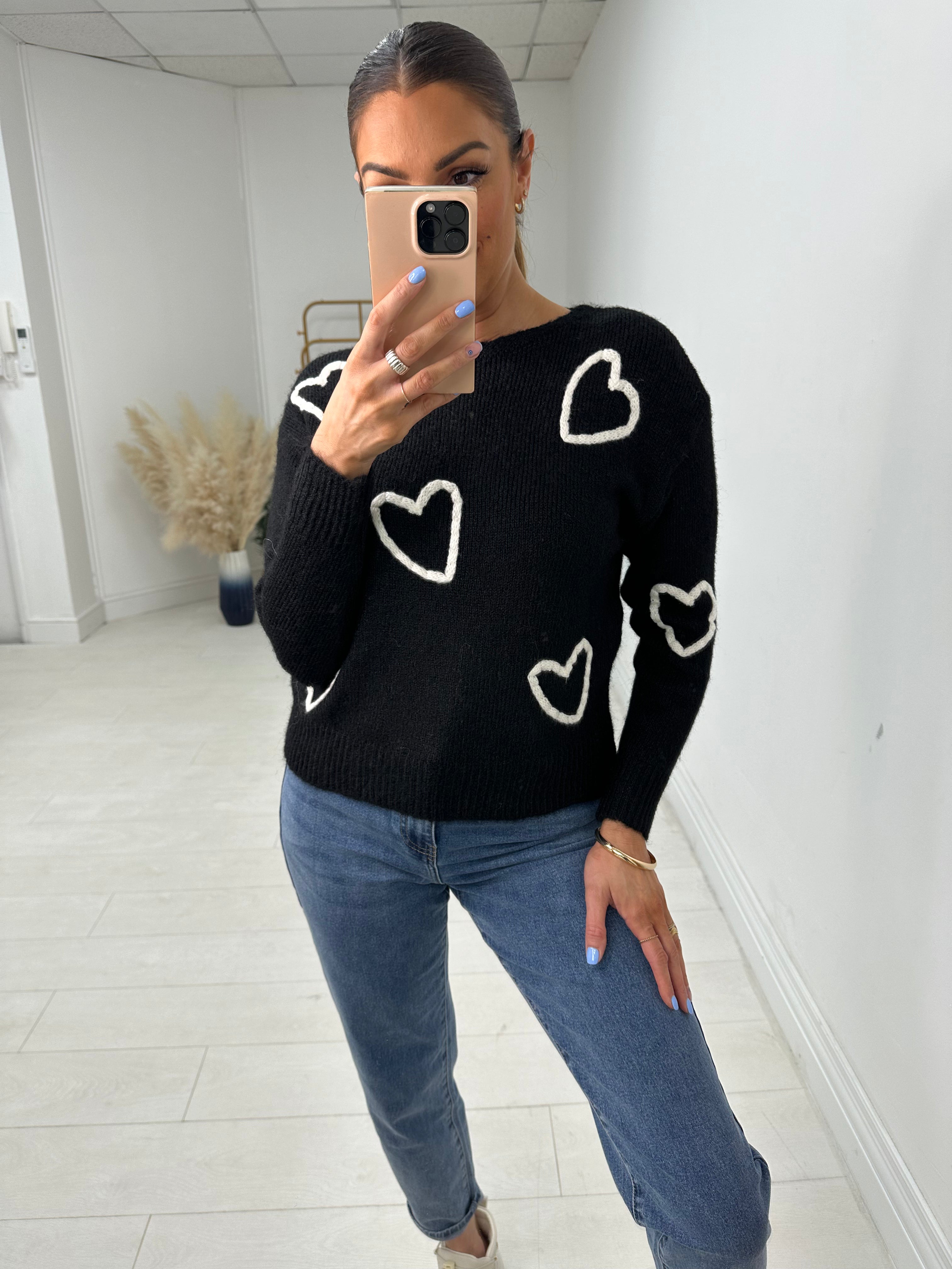 Arlette Heart Pattern Soft Jumper