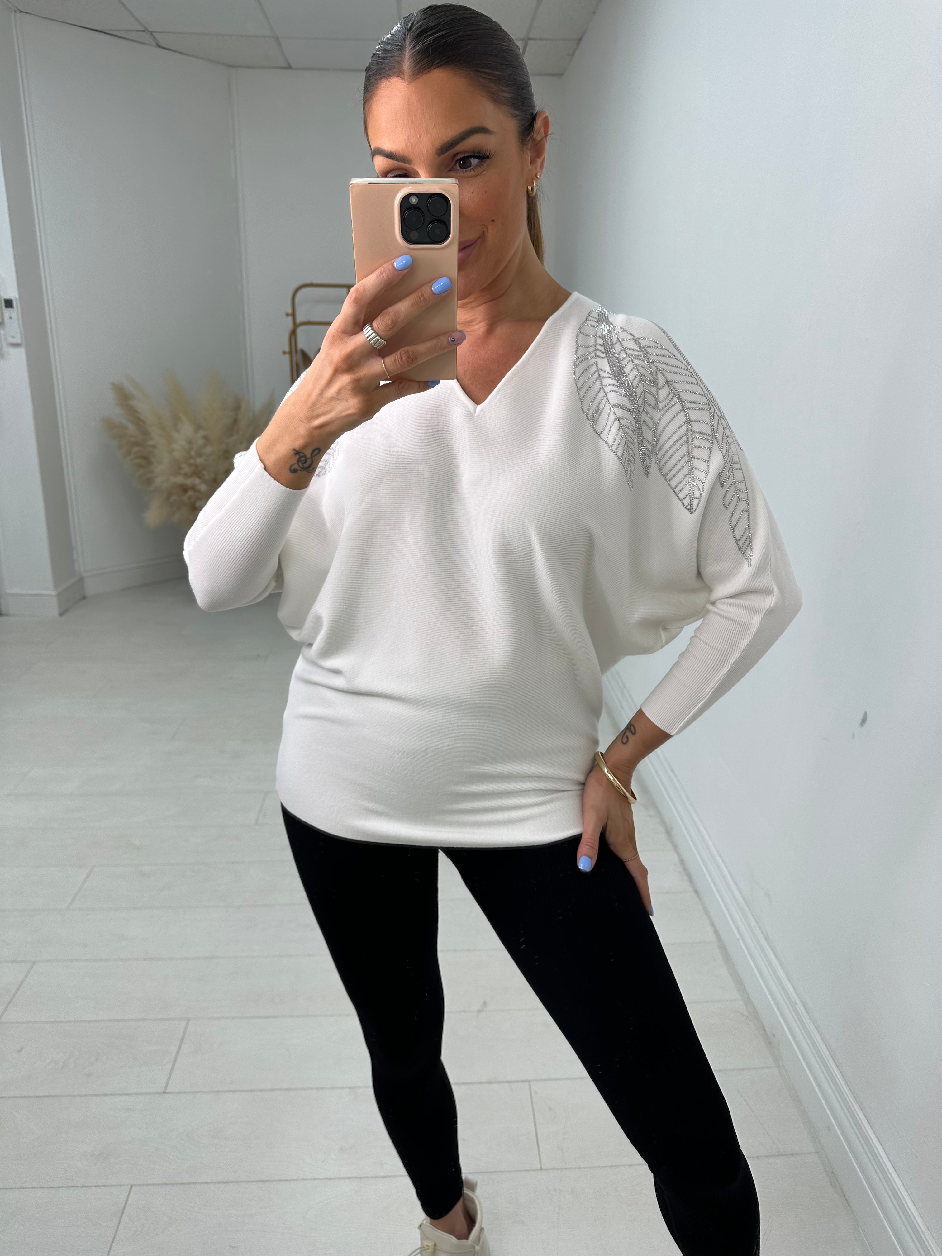 Maguire Diamante Feather Cold Shoulder Jumper