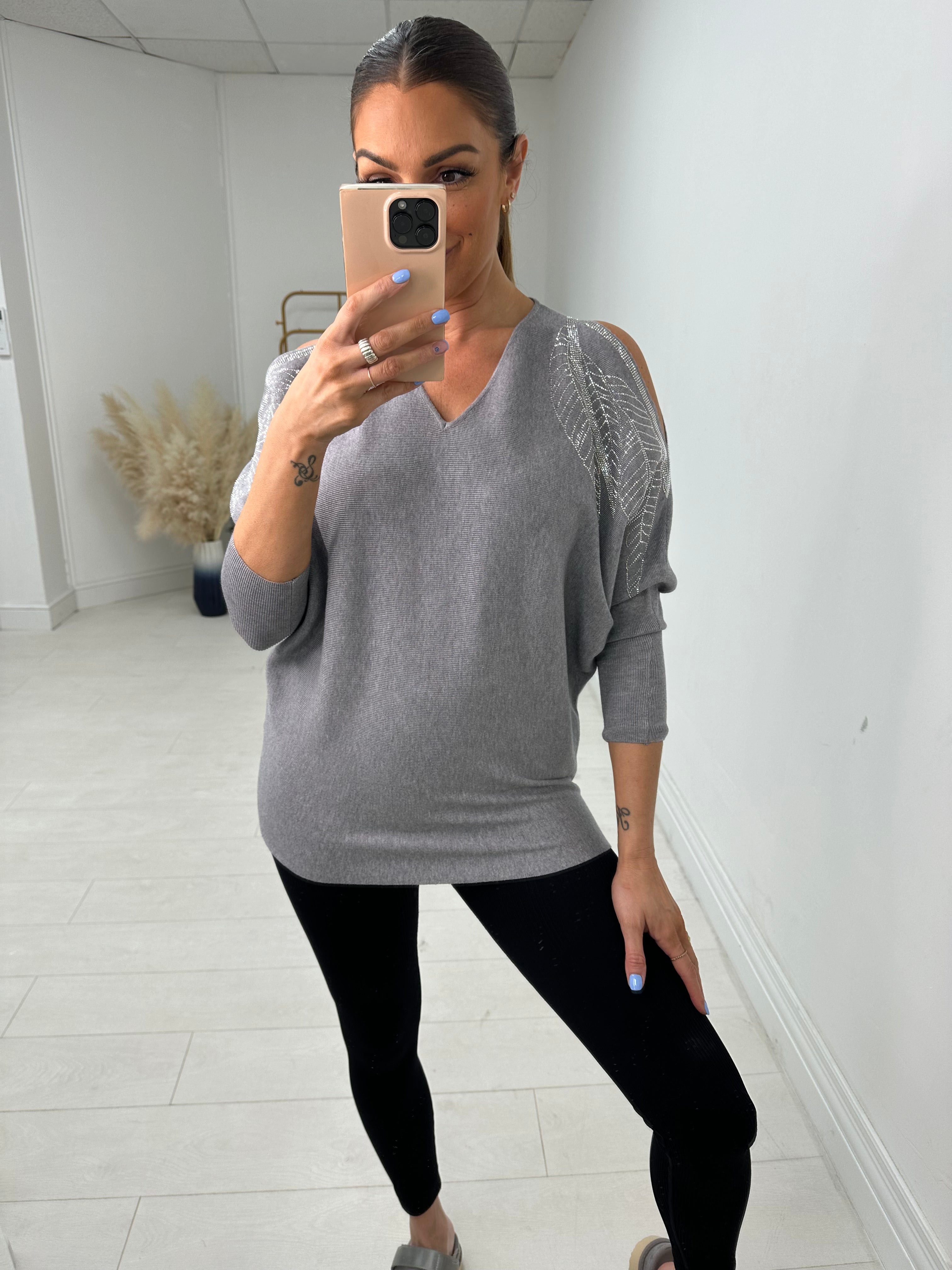 Maguire Diamante Feather Cold Shoulder Jumper