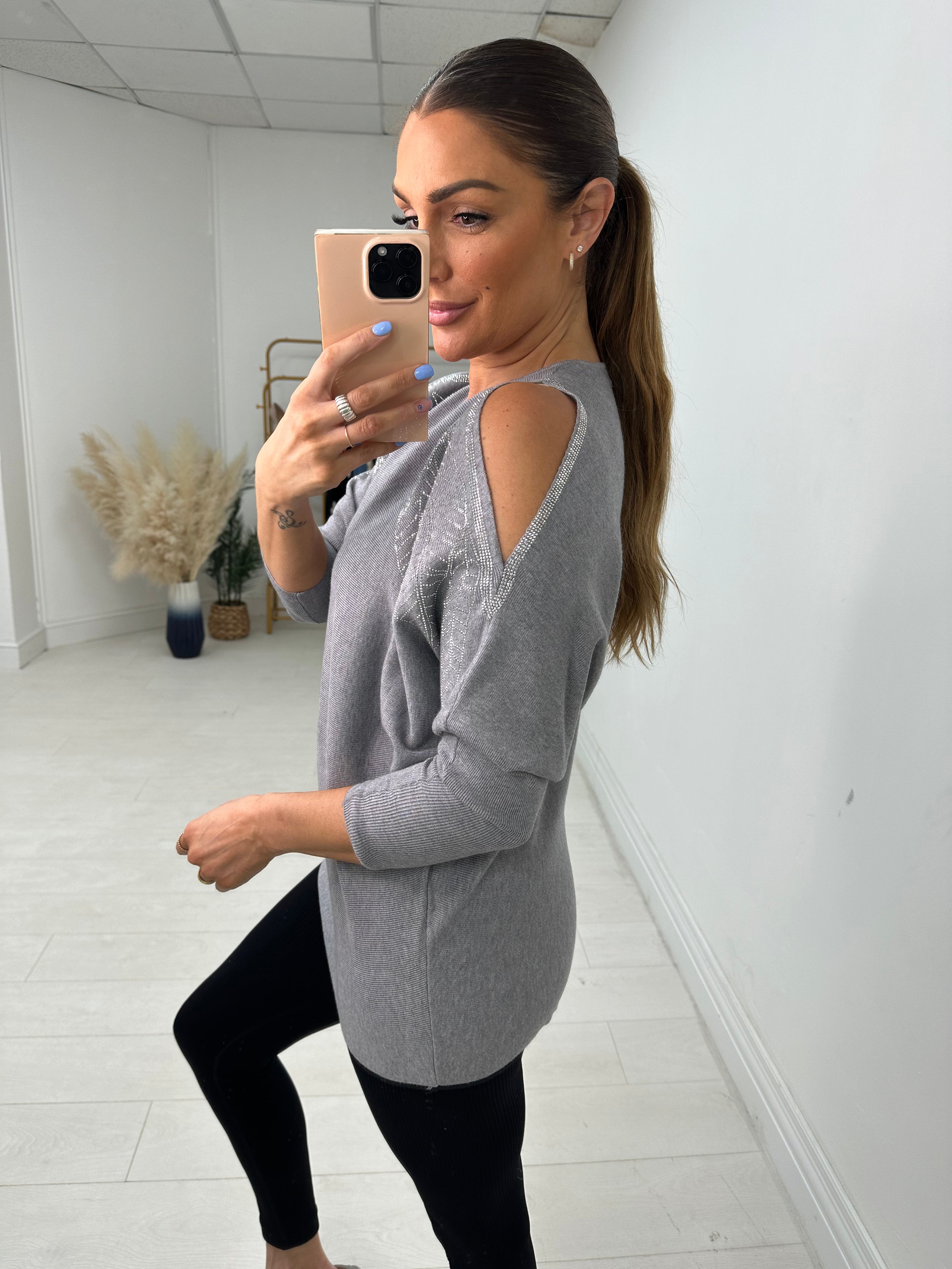 Maguire Diamante Feather Cold Shoulder Jumper