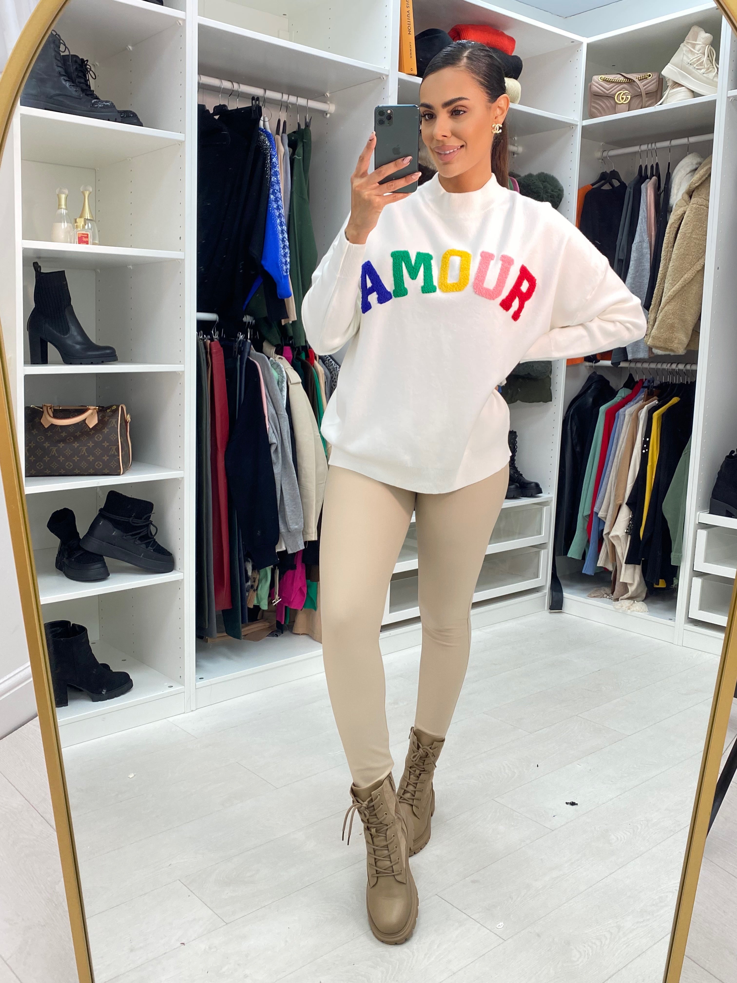 Yanna Amour Slogan Teddy Jumper