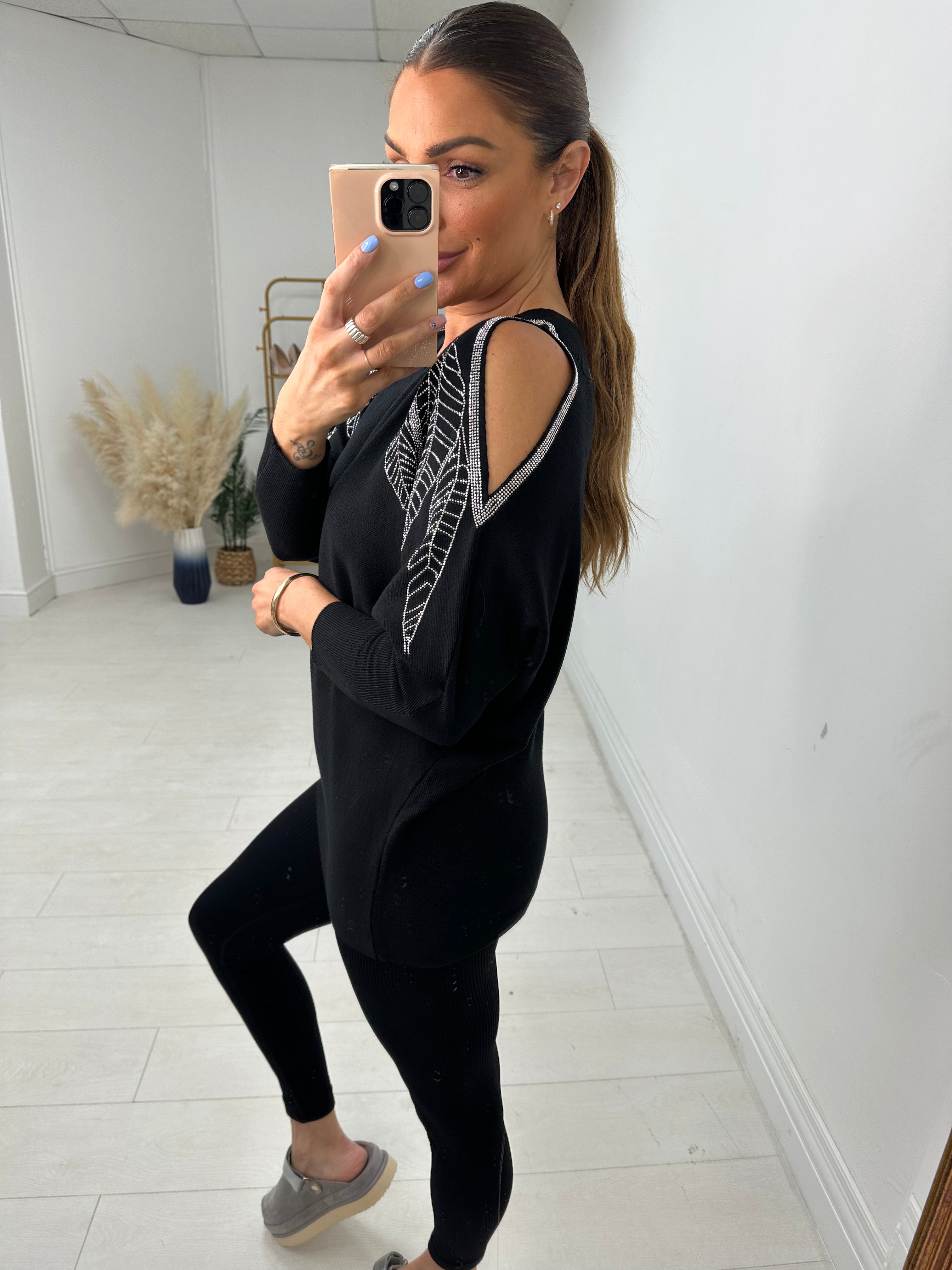 Maguire Diamante Feather Cold Shoulder Jumper