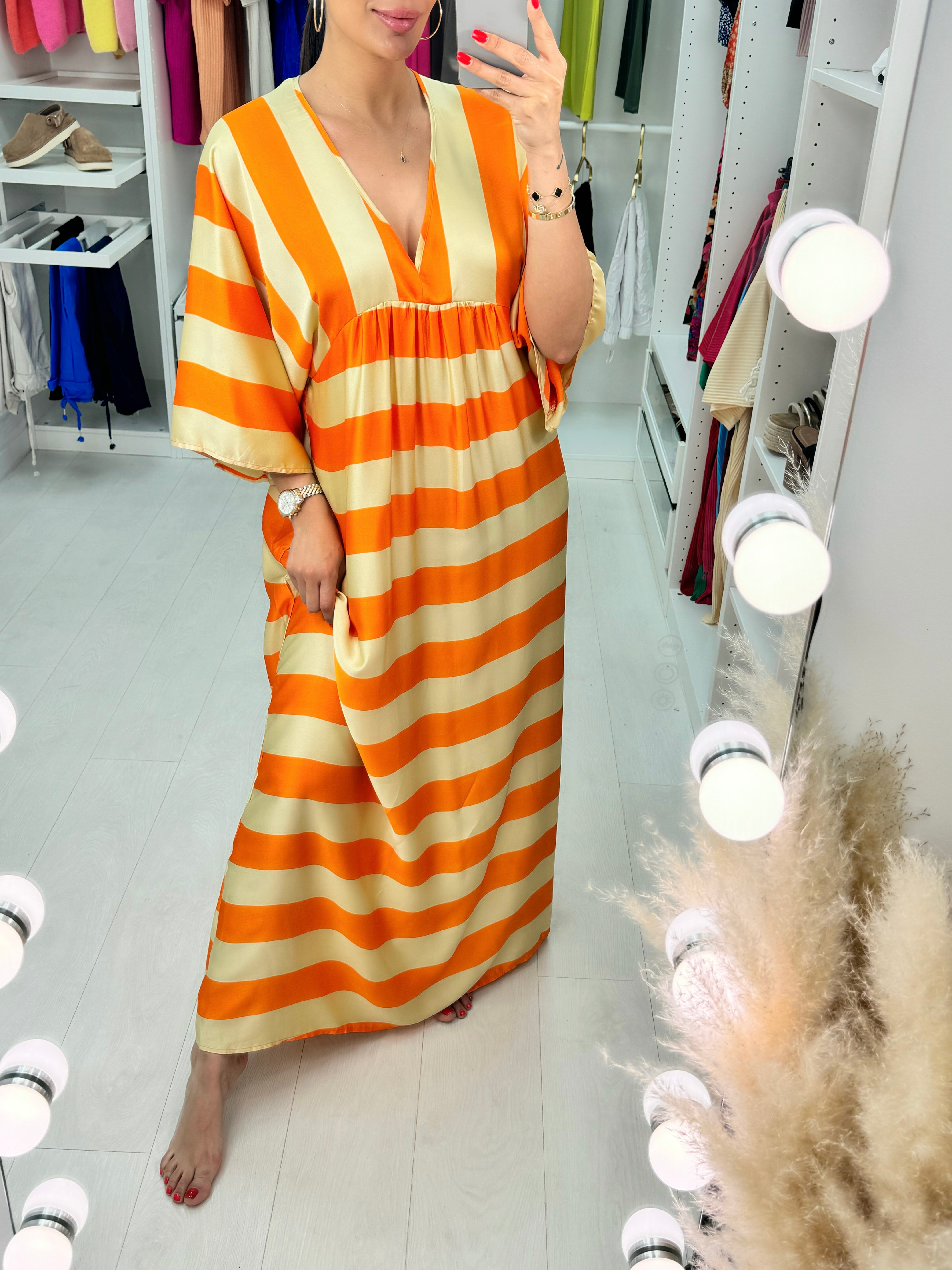 Katarina Stripe Silk Maxi Dress