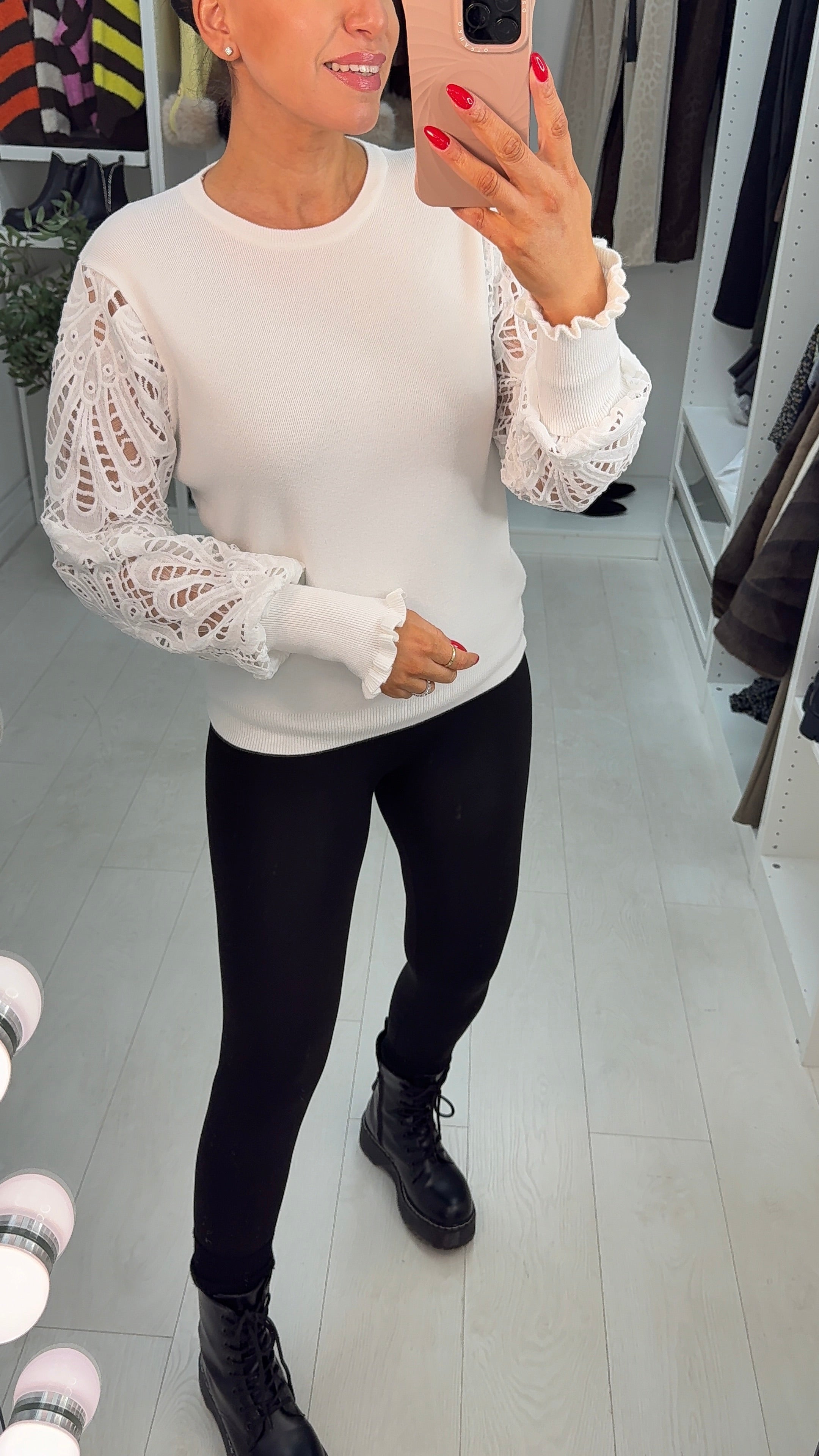 Kandise Floral Lace Sleeves Detailed Jumper
