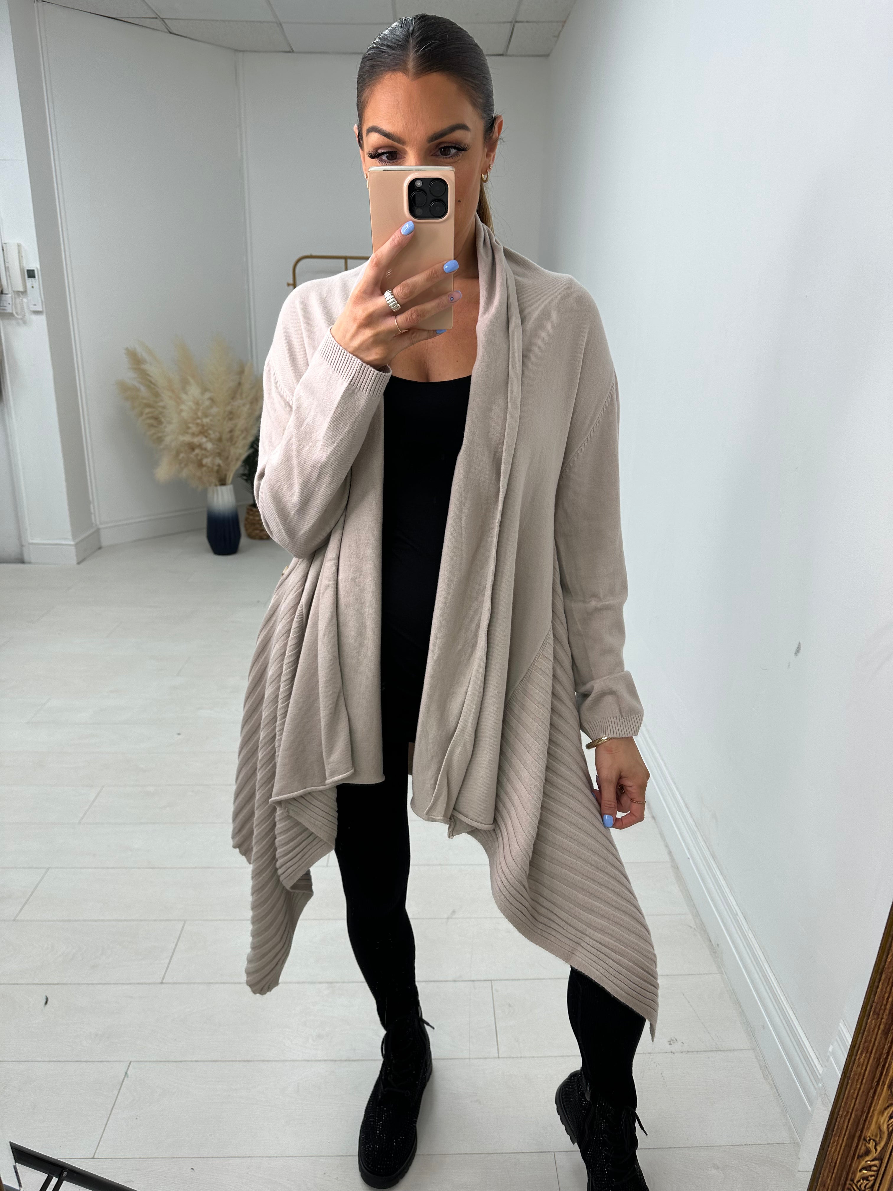 Abigail Plain Asymmetric Cardigan