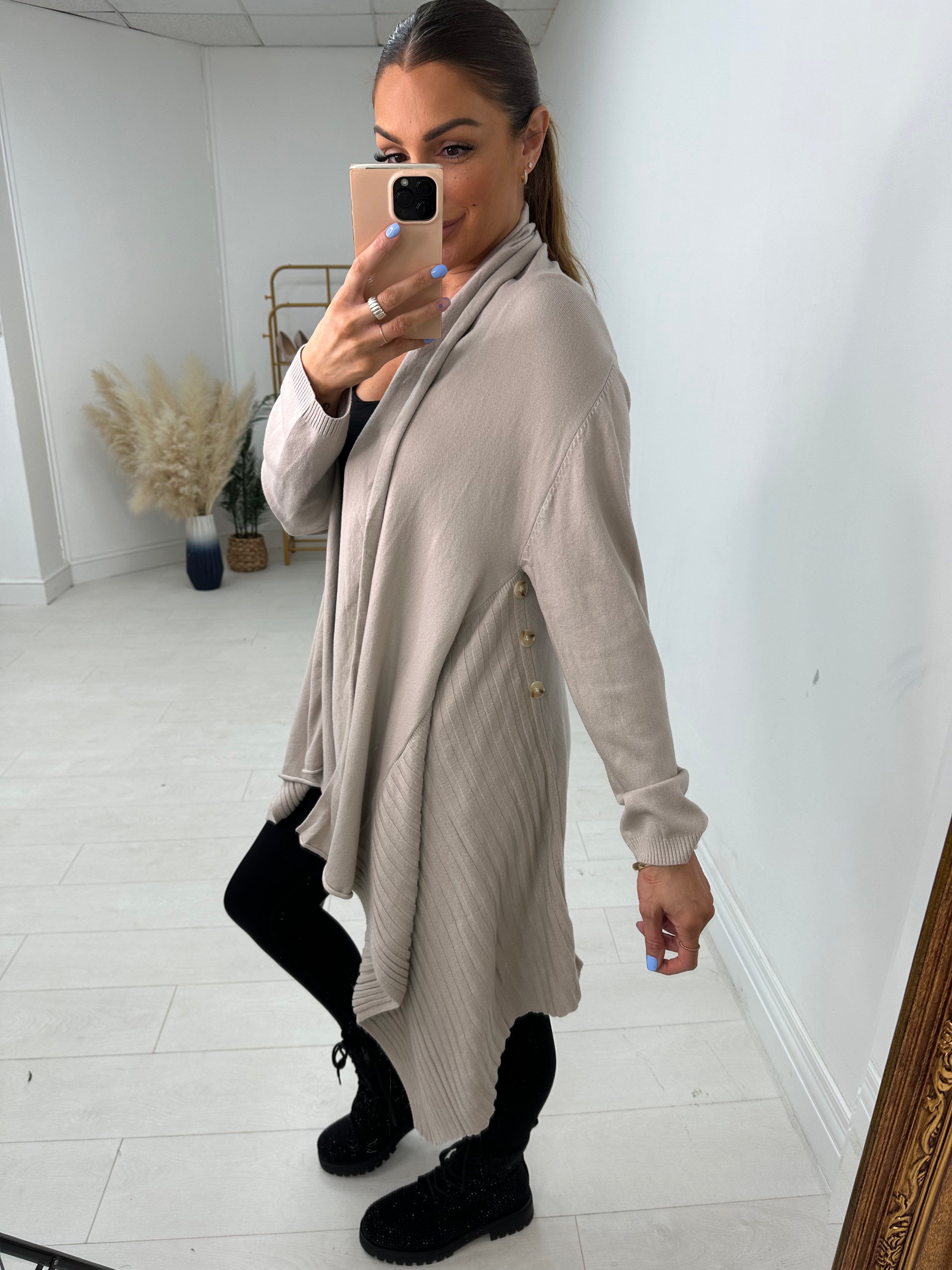 Abigail Plain Asymmetric Cardigan