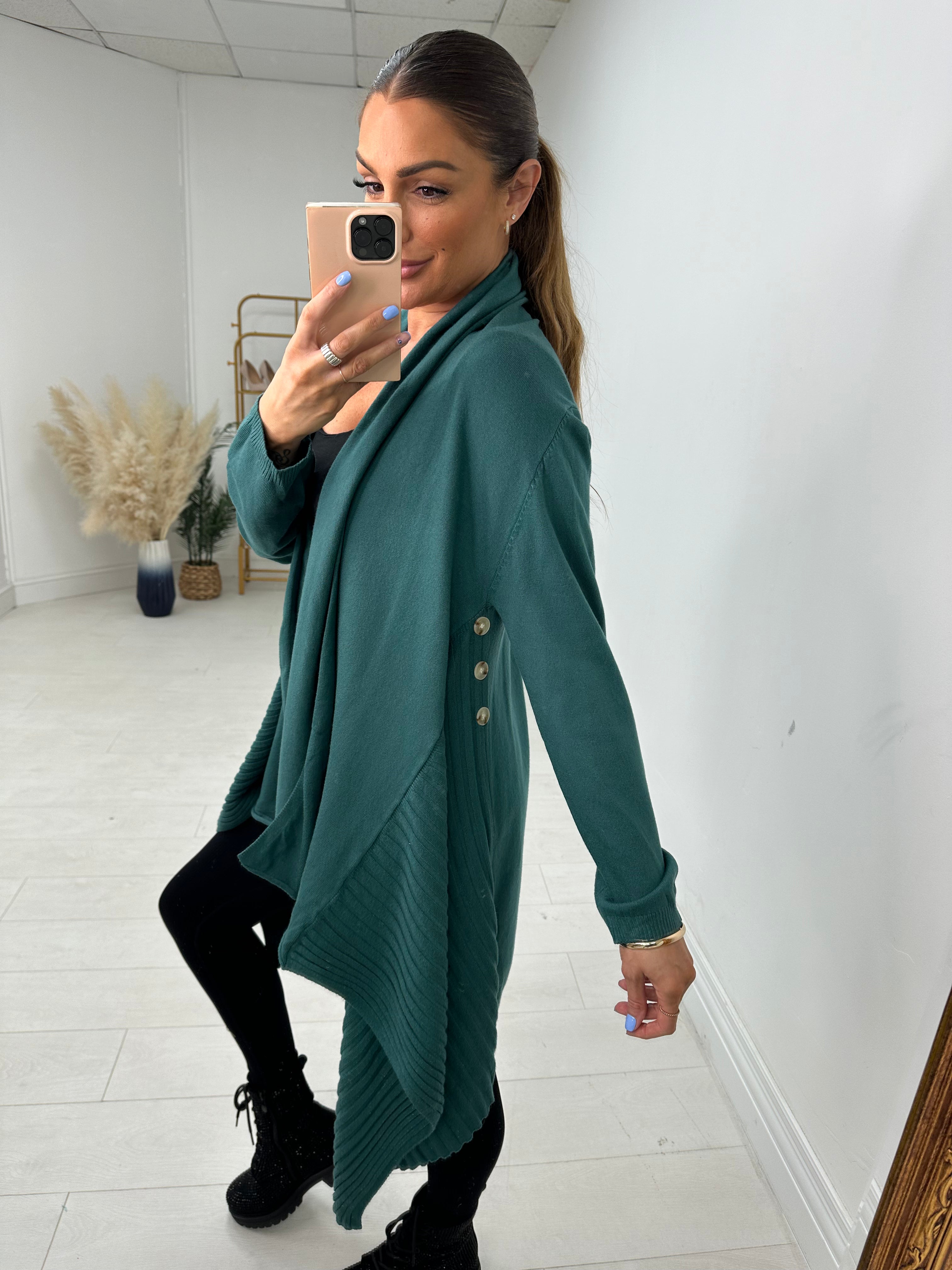 Abigail Plain Asymmetric Cardigan