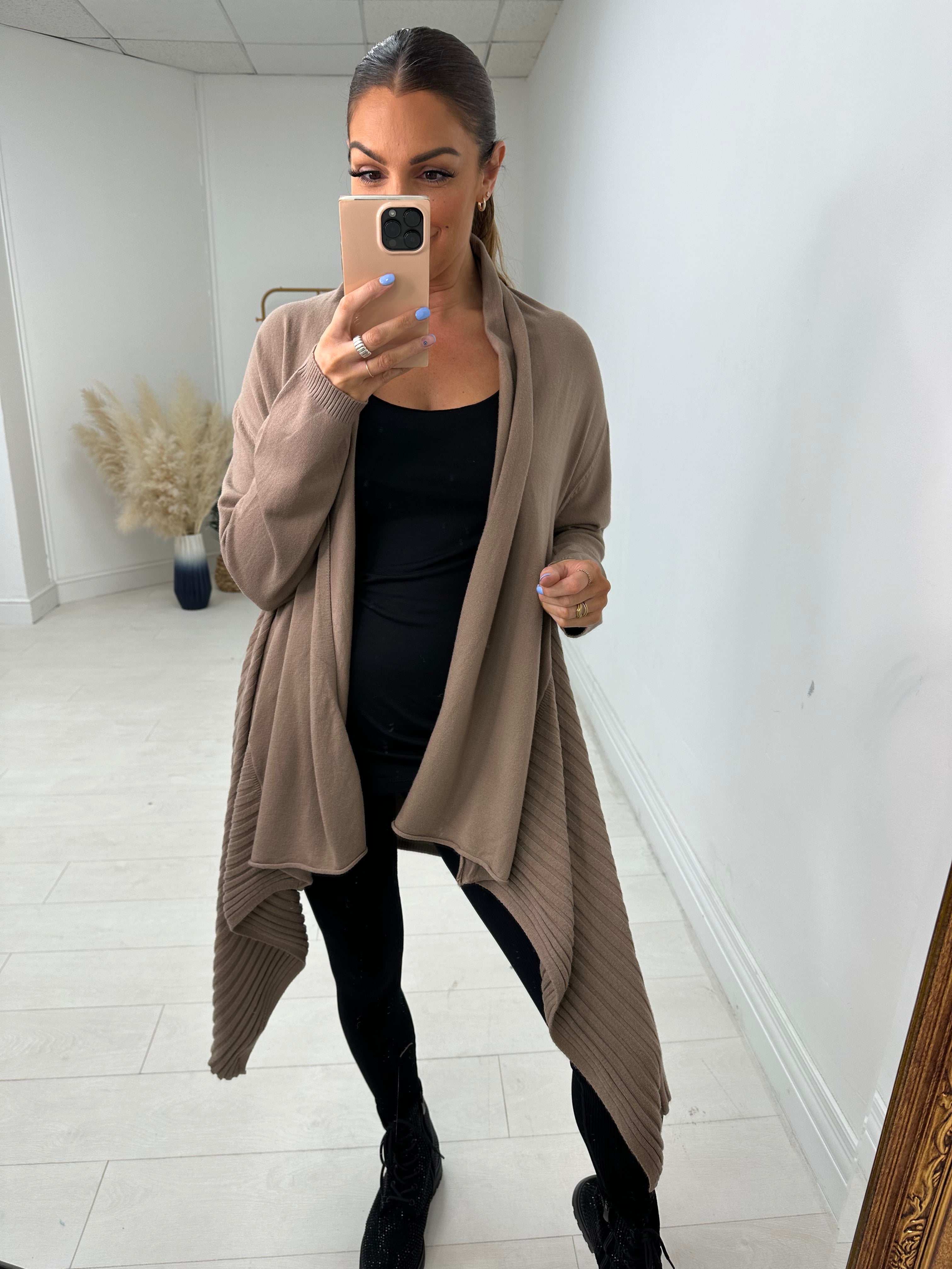 Abigail Plain Asymmetric Cardigan