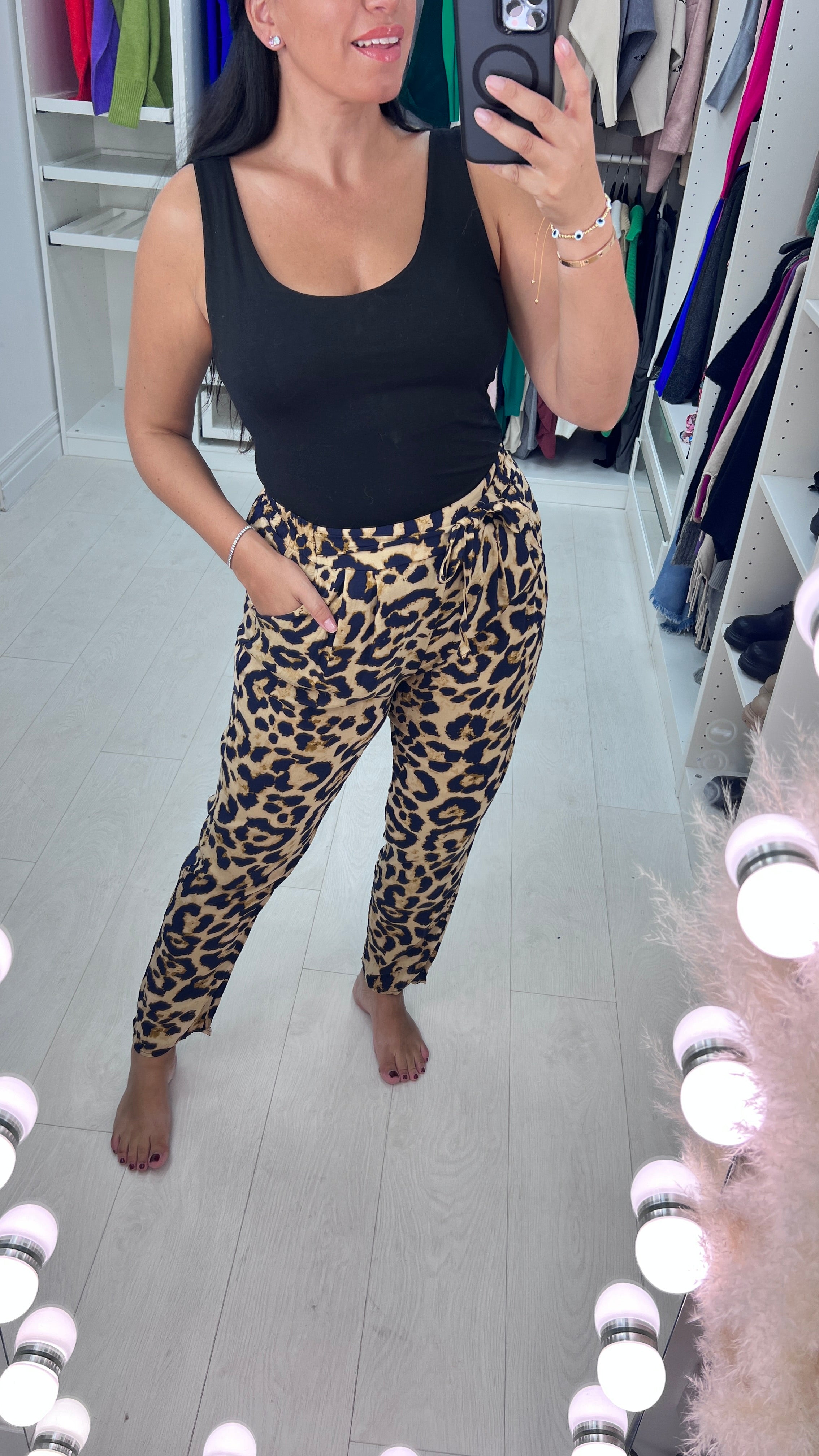 Valence Leopard Print Elasticated Cigarette Trousers