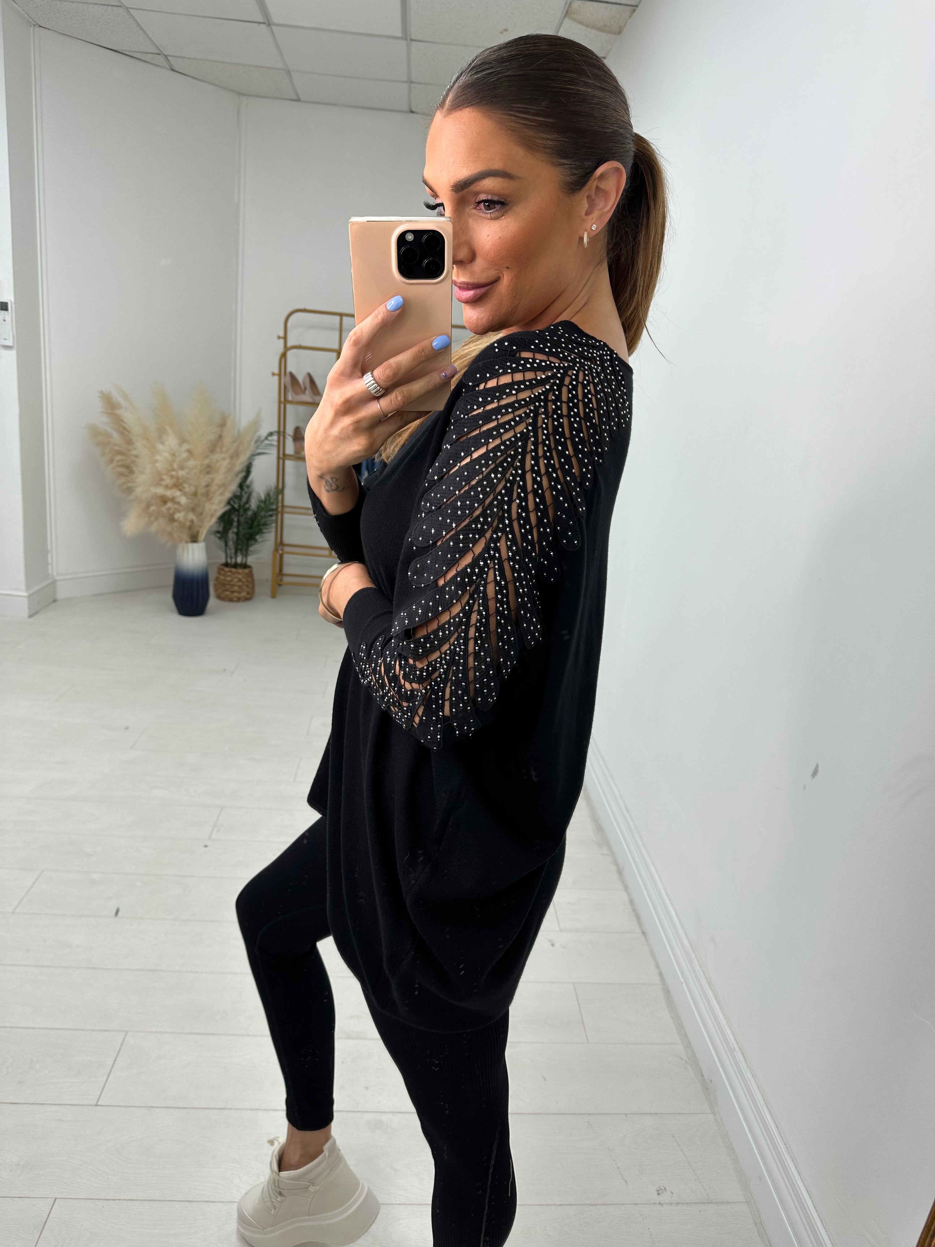 Ximena Diamante Sleeve V Neck Jumper