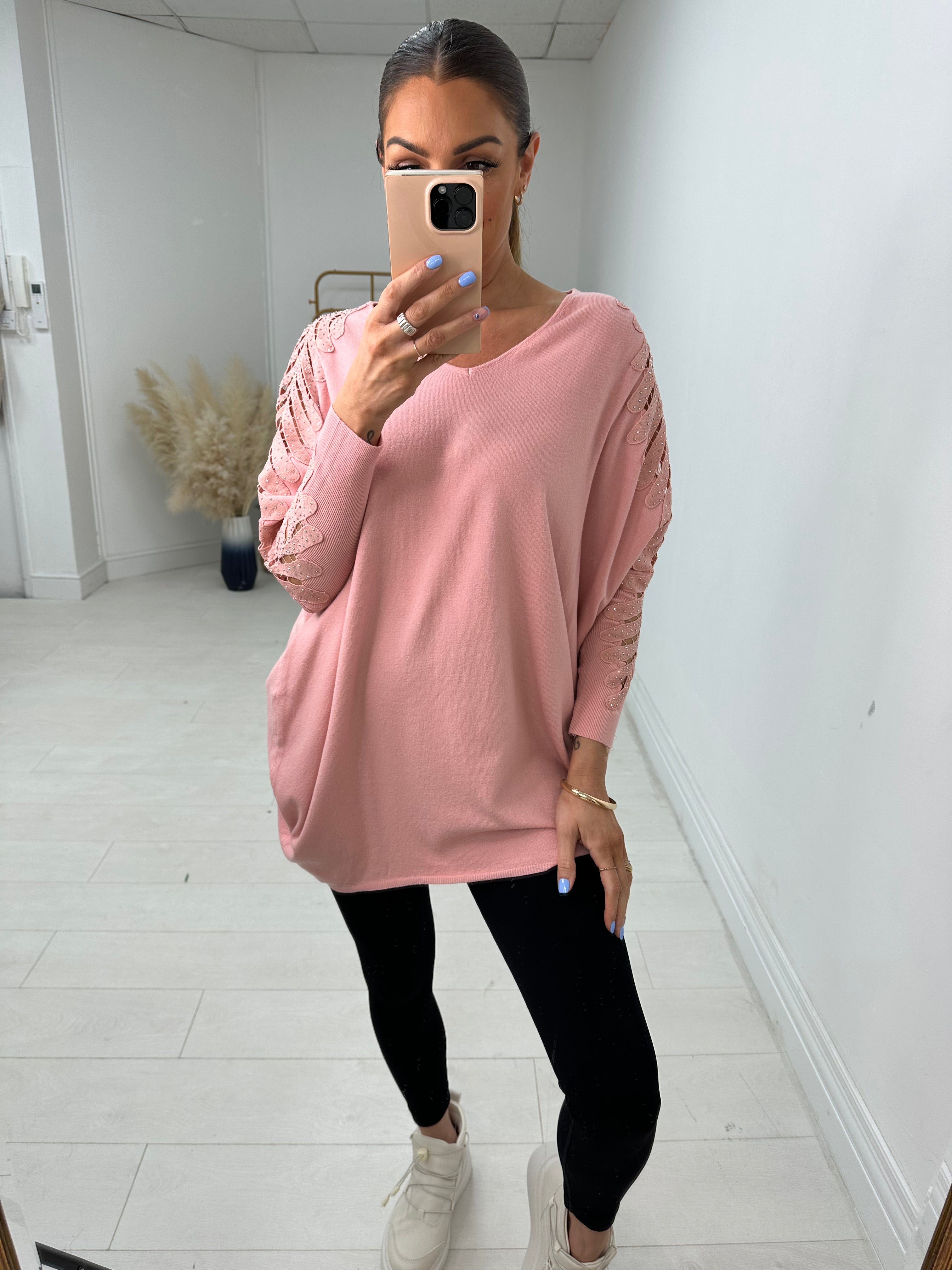 Ximena Diamante Sleeve V Neck Jumper